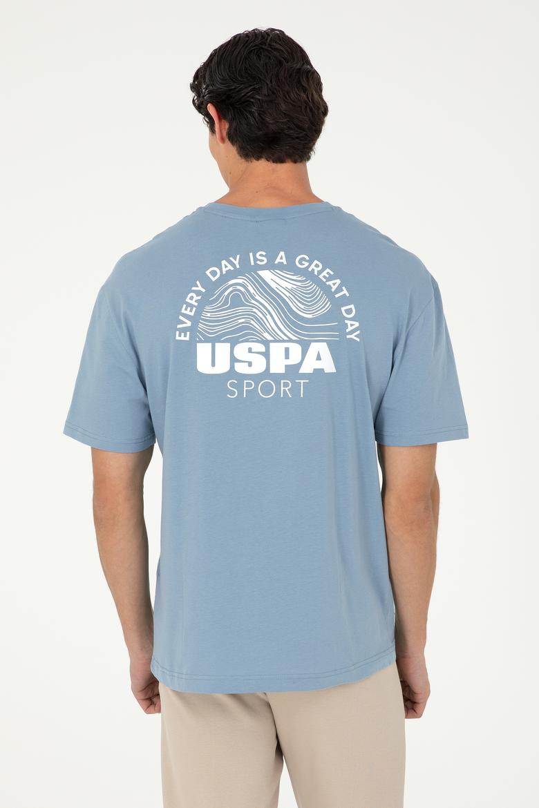 Erkek Comfort Fit Bisiklet Yaka İndigo Tişört - 50281686037