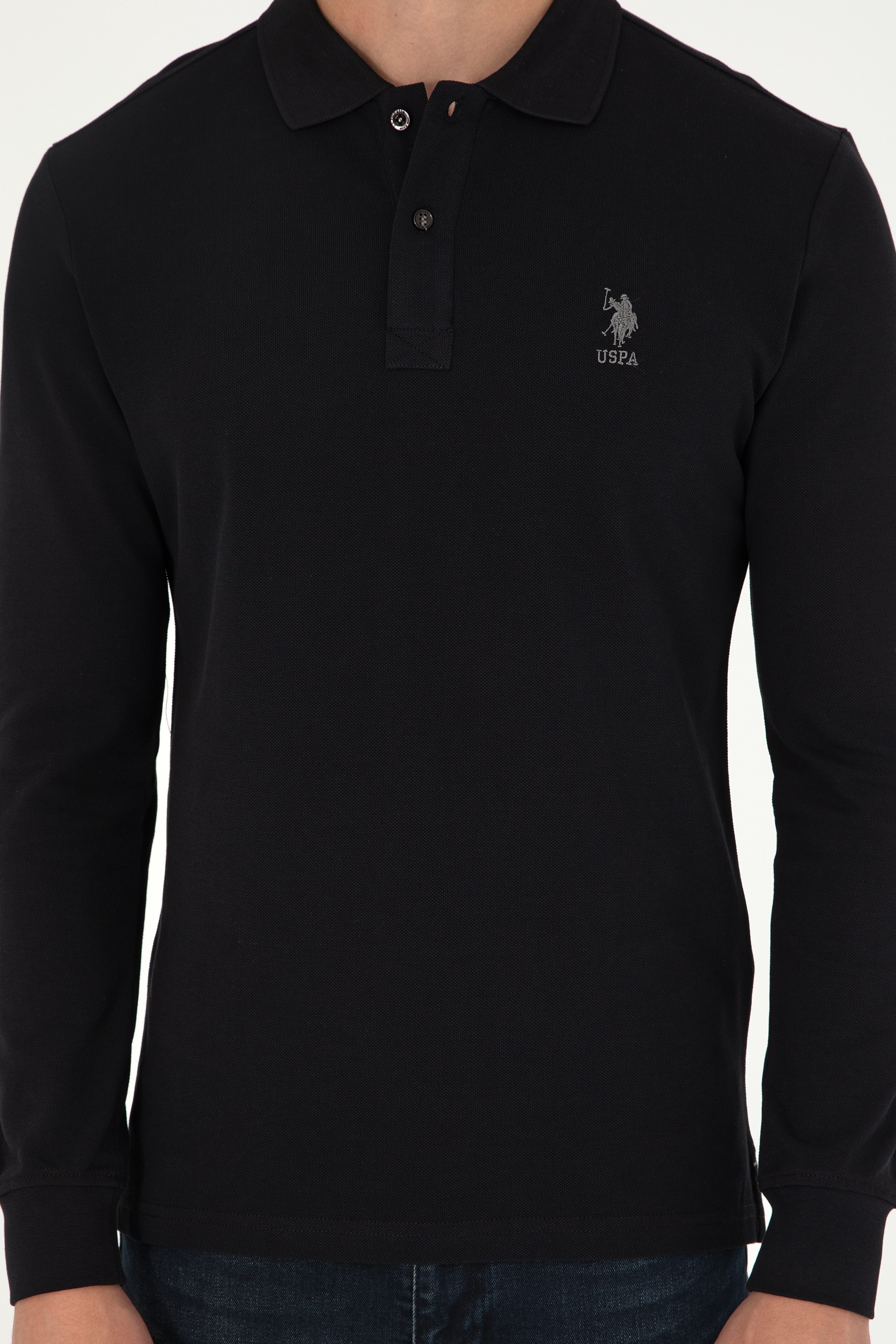 Erkek Siyah Basic Sweatshirt - Image 6