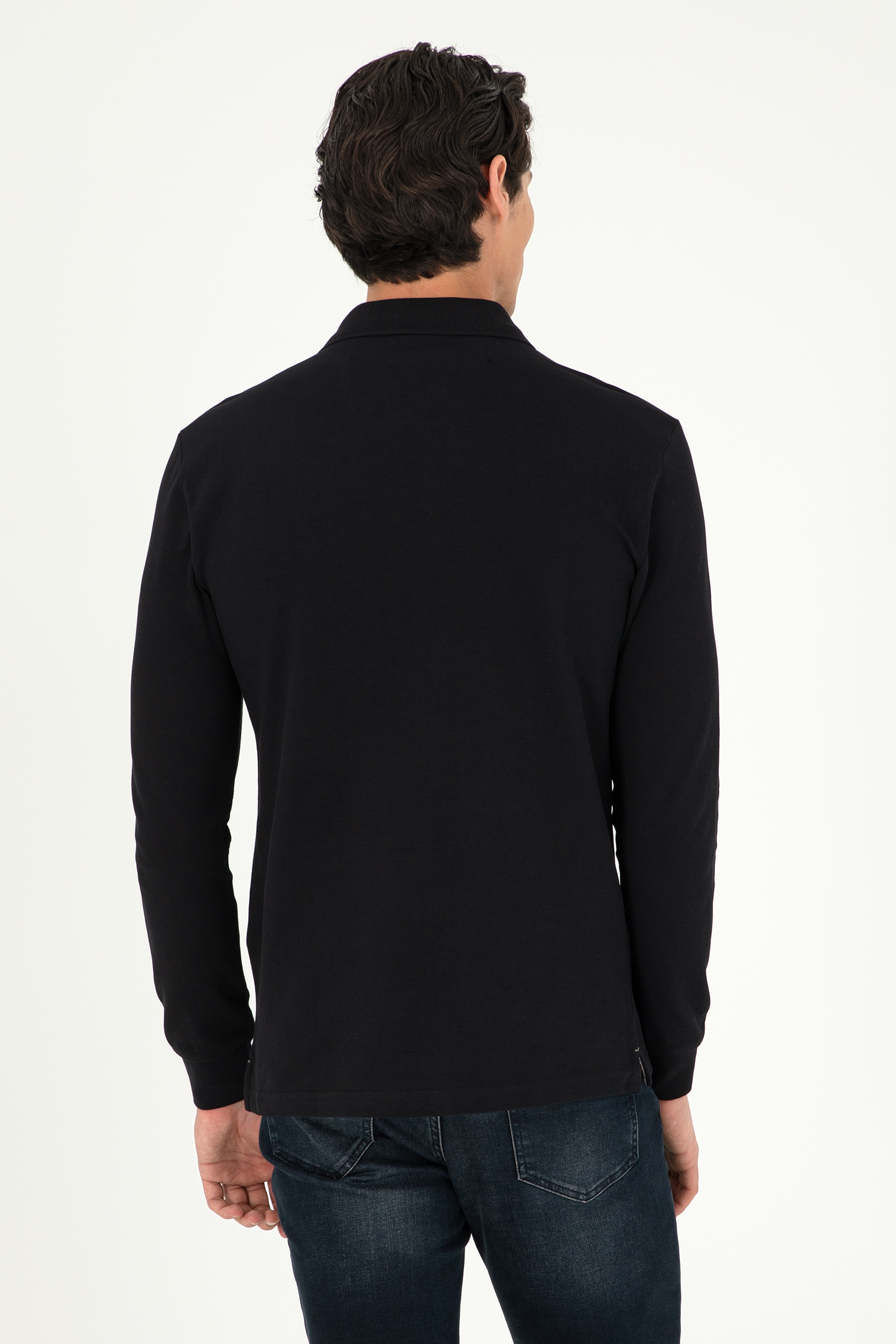 Erkek Siyah Basic Sweatshirt - Image 5