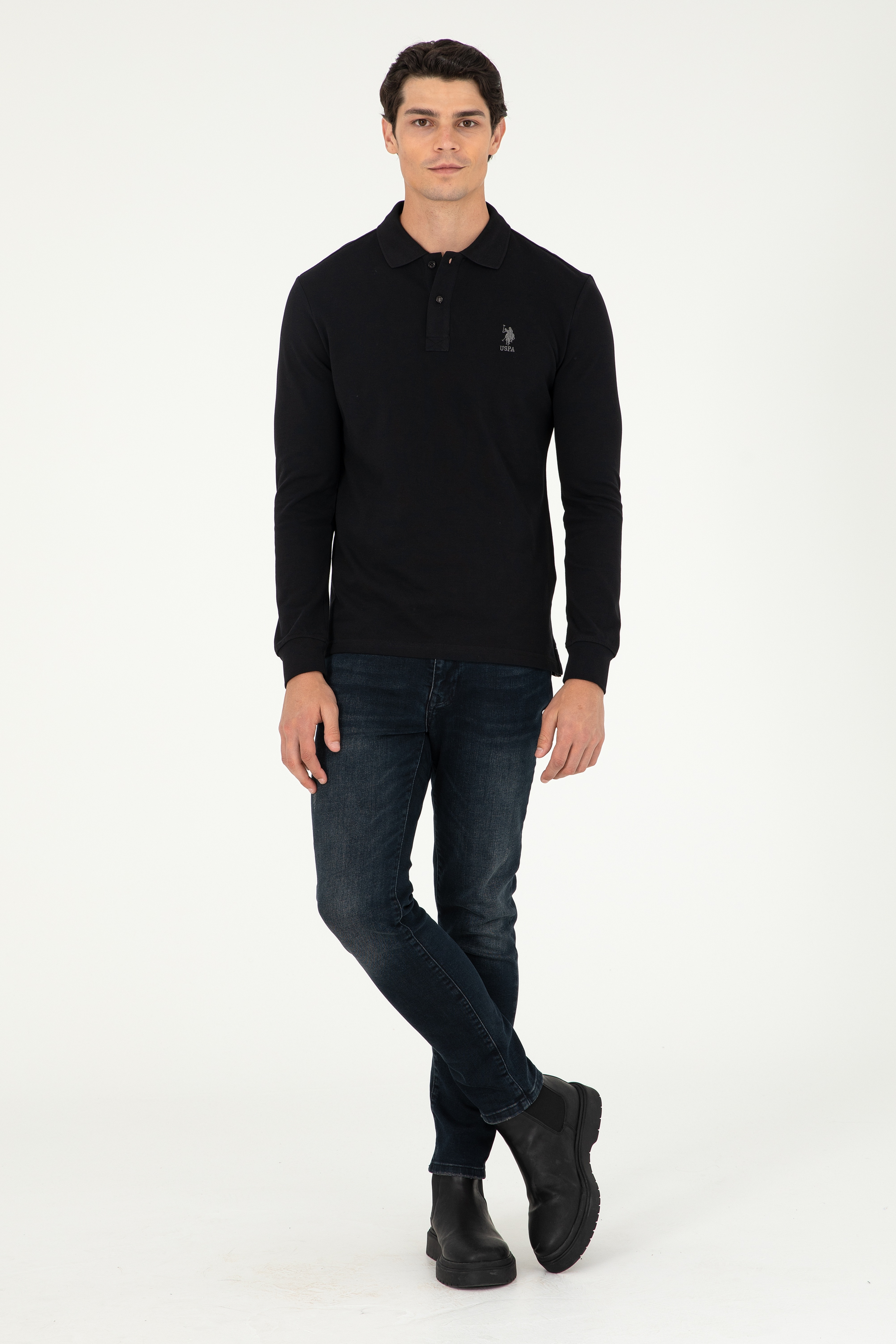 Erkek Siyah Basic Sweatshirt - Image 4