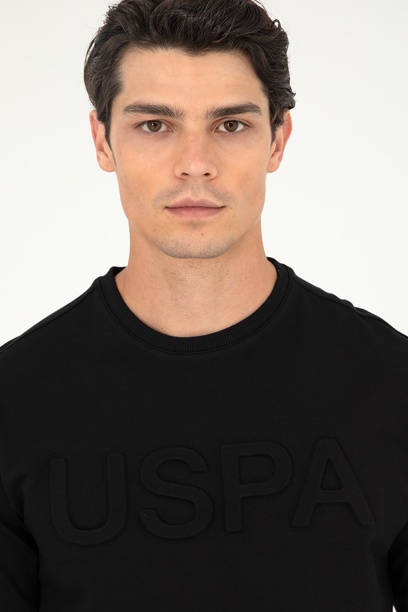 Erkek Regular Fit Bisiklet Yaka Siyah Basic Sweatshirt