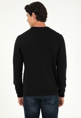Erkek Regular Fit Bisiklet Yaka Siyah Basic Sweatshirt - 50289058016
