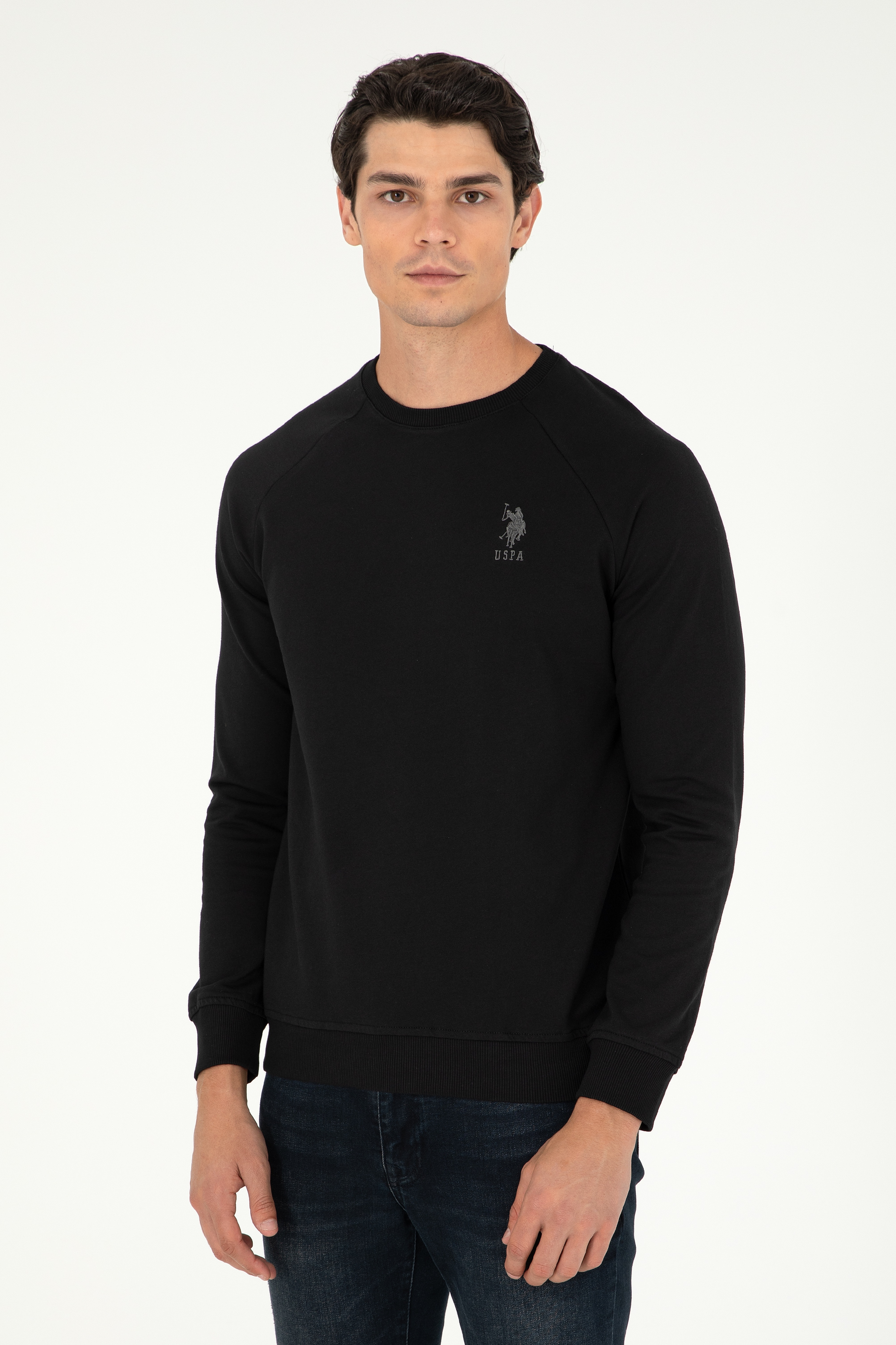 Erkek Siyah Basic Sweatshirt - Image 1