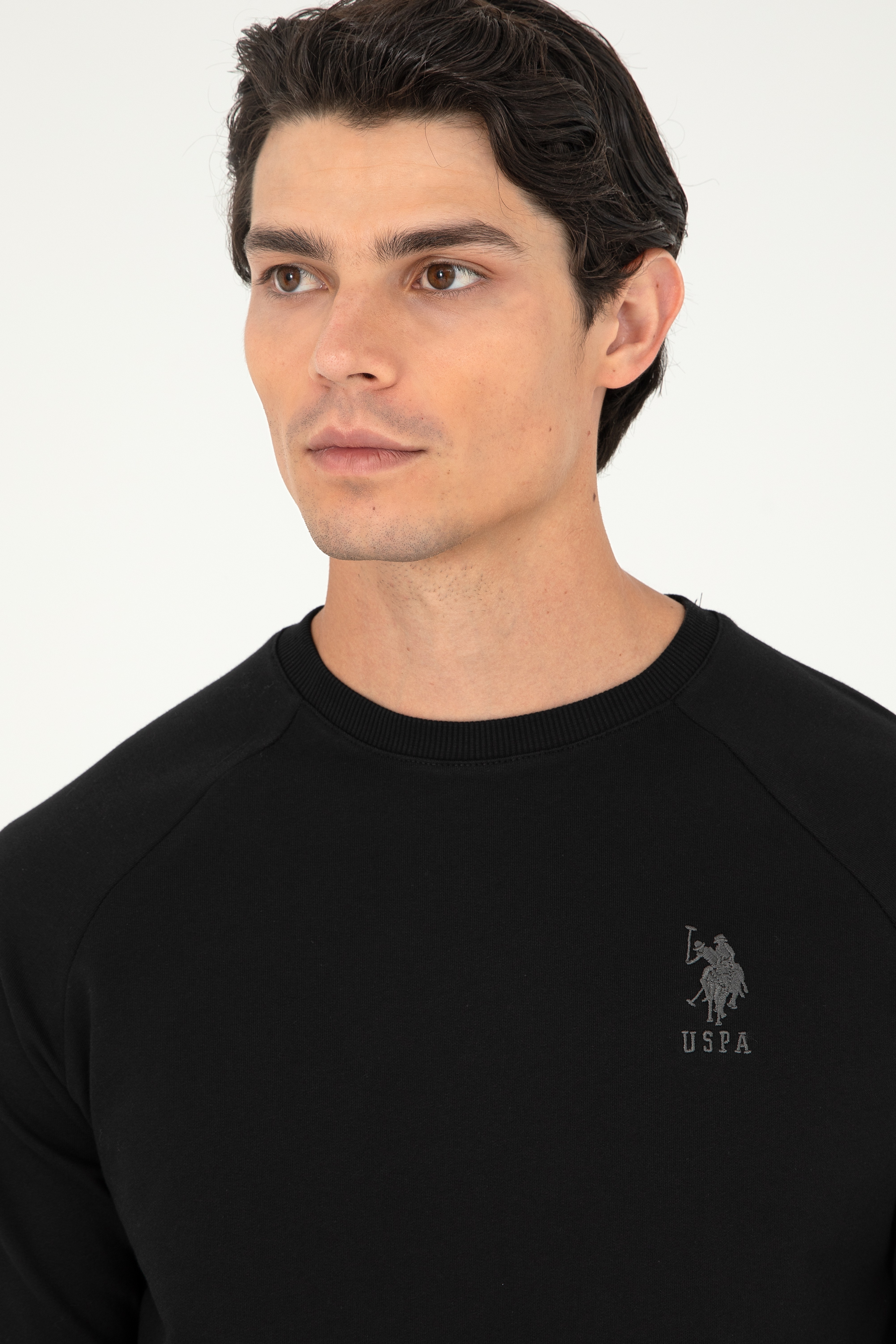 Erkek Siyah Basic Sweatshirt - Image 2