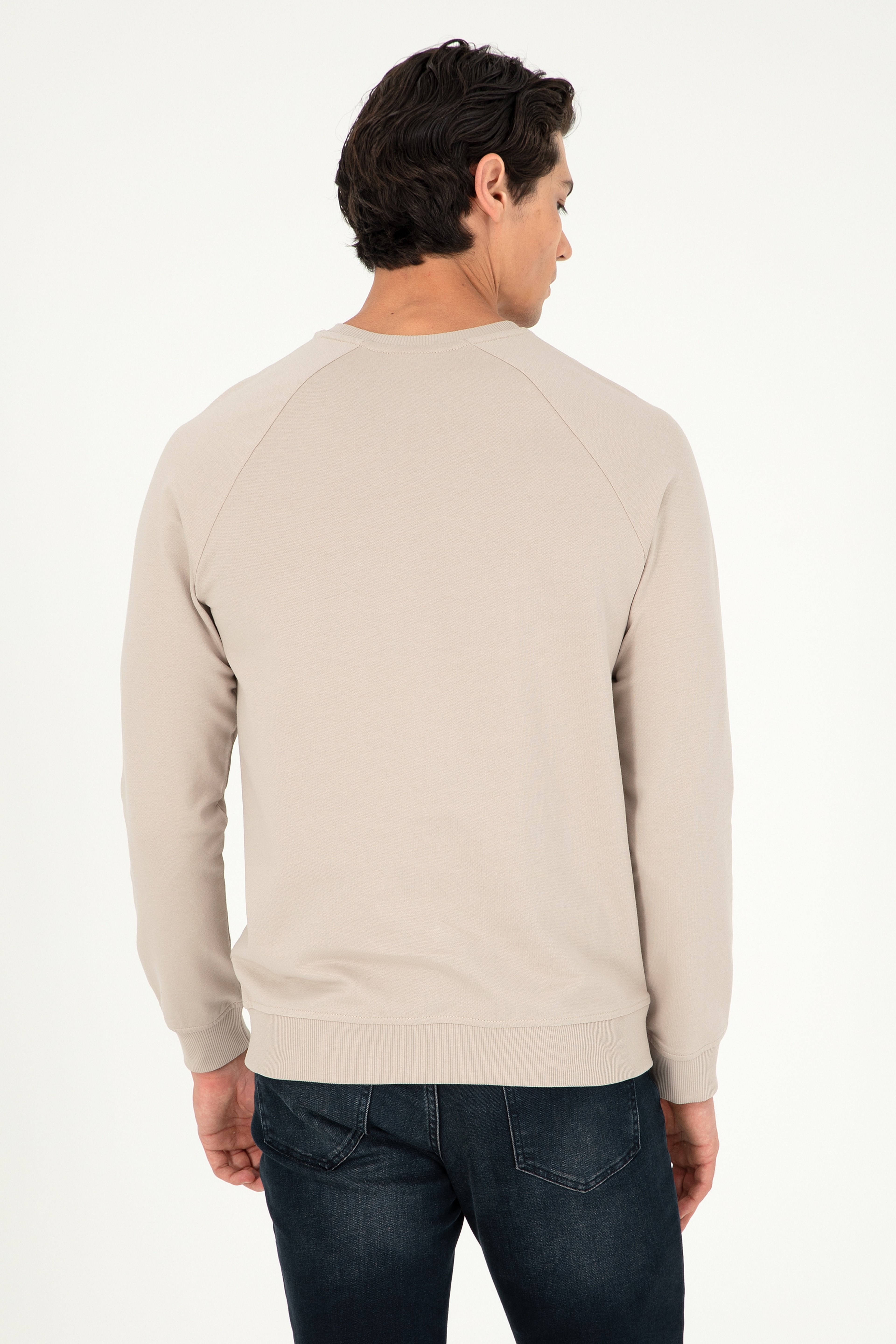 Erkek Taş Basic Sweatshirt - Image 5