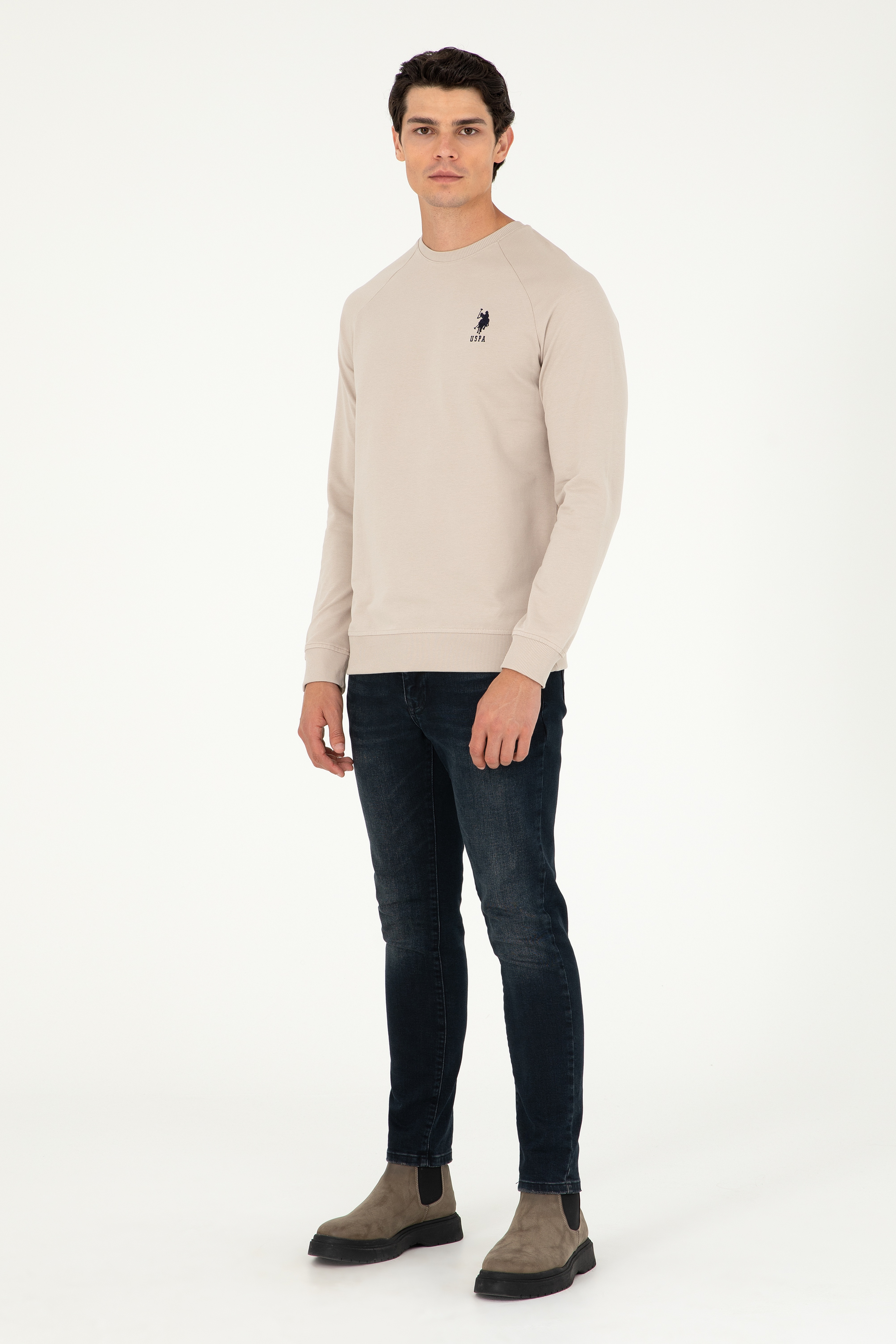Erkek Taş Basic Sweatshirt - Image 4