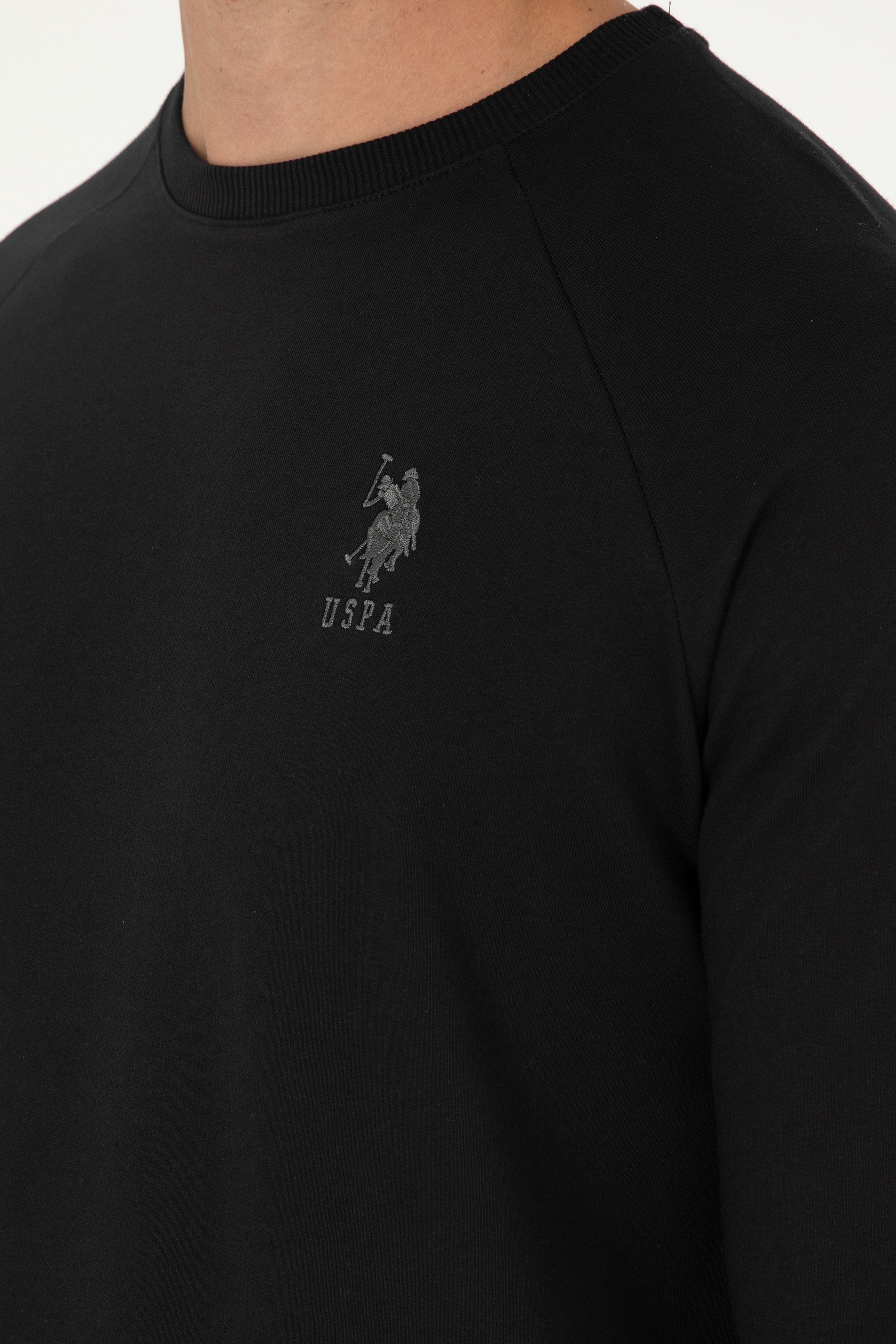 Erkek Siyah Basic Sweatshirt - Image 7