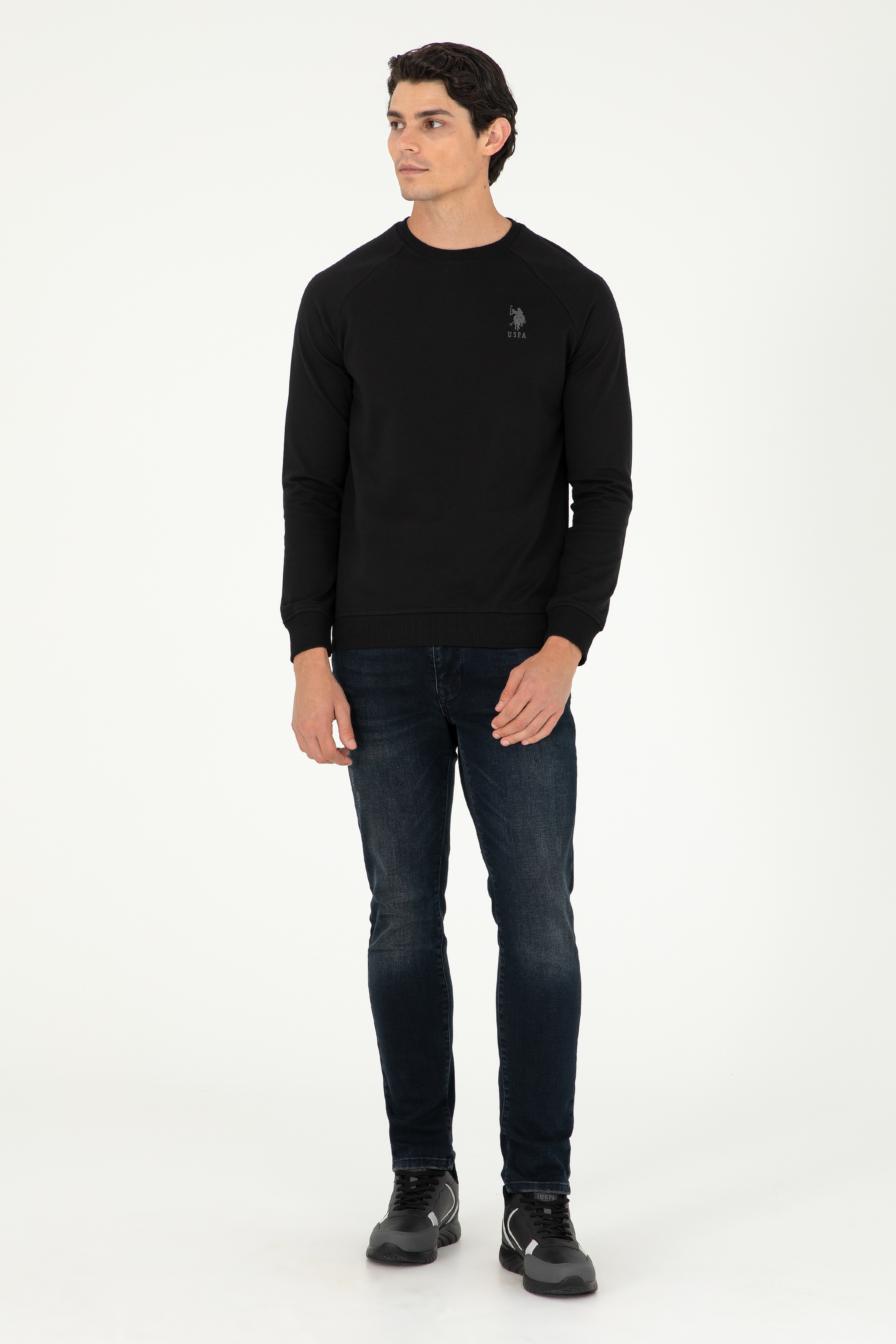 Erkek Siyah Basic Sweatshirt