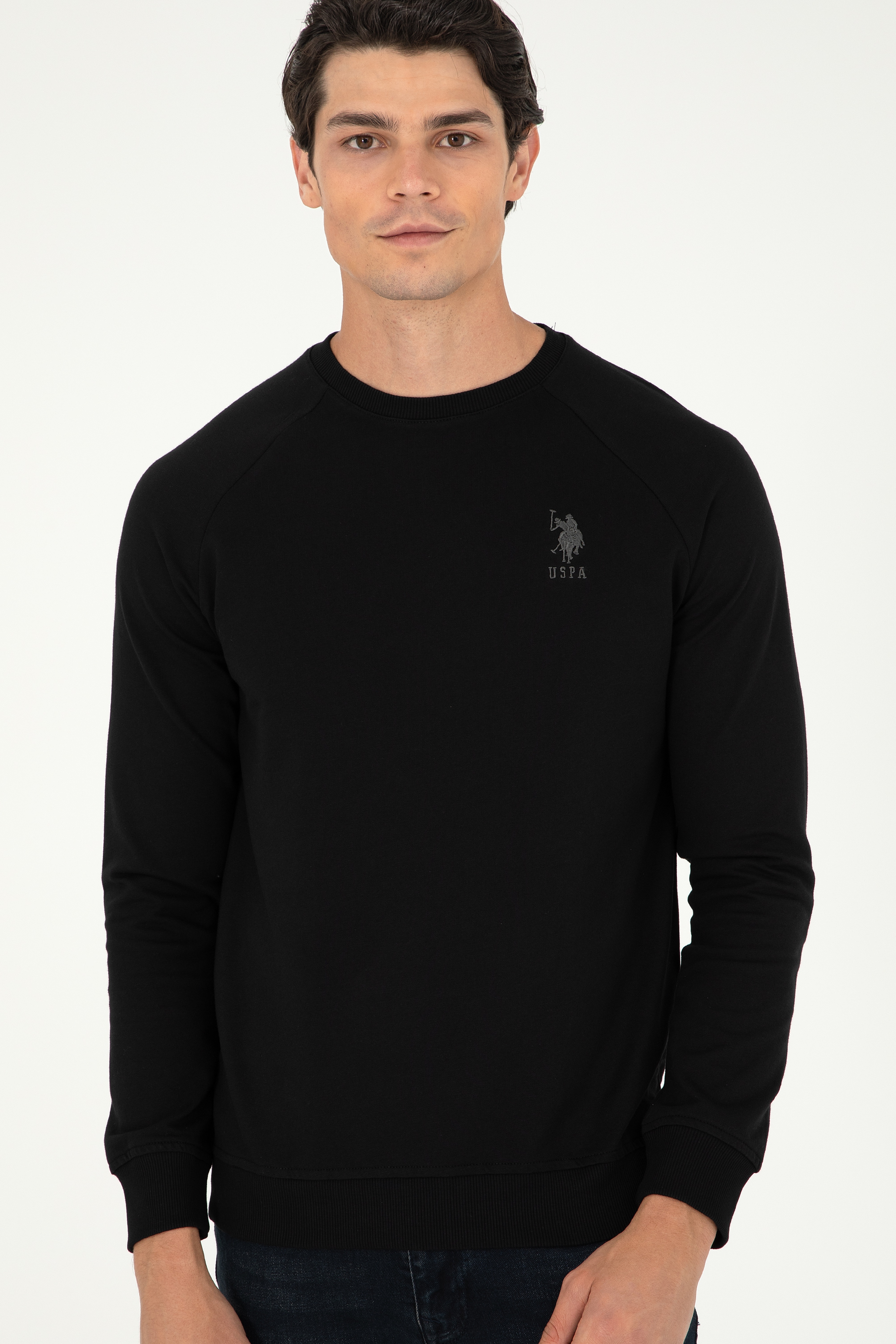 Erkek Siyah Basic Sweatshirt - Image 3