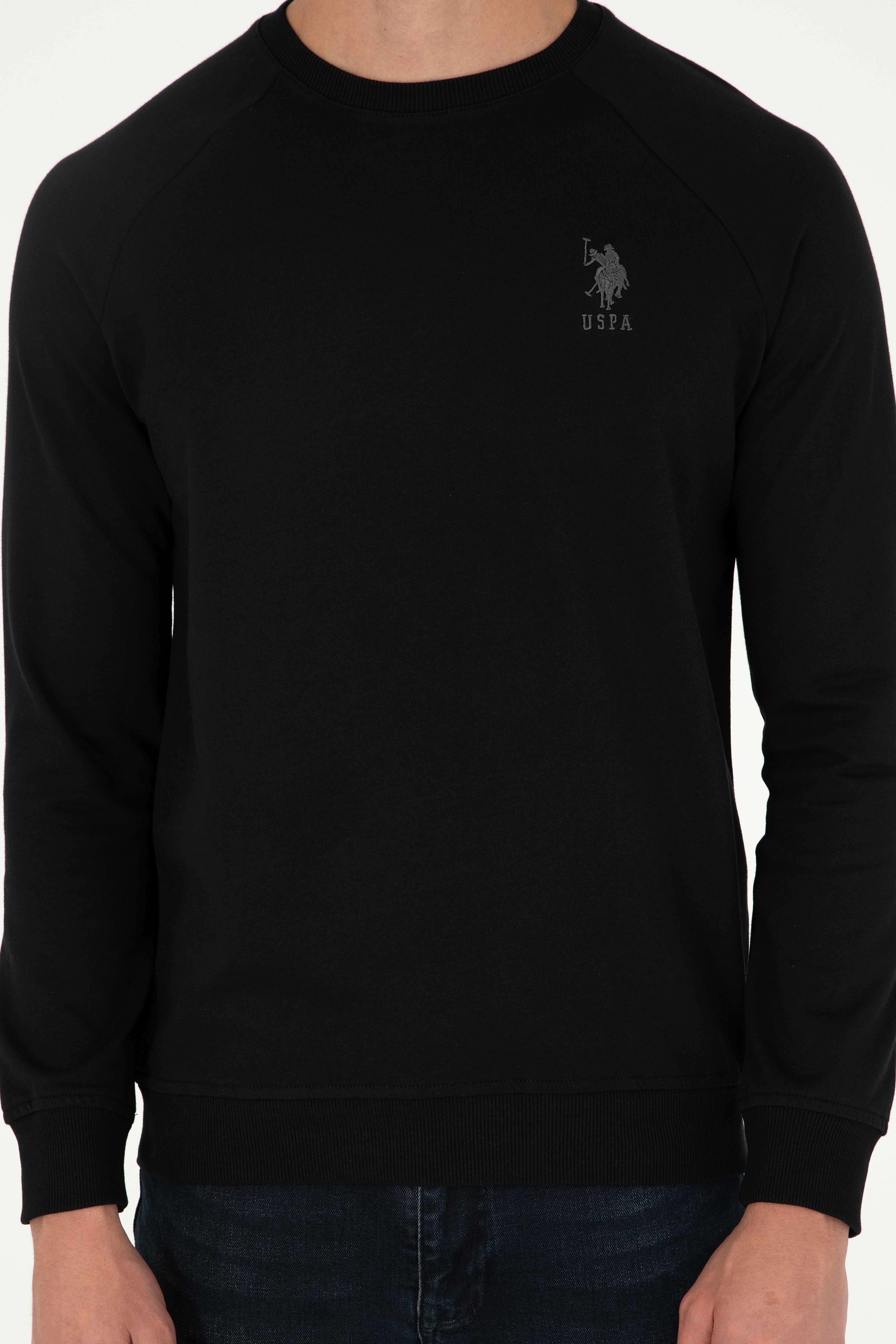 Erkek Siyah Basic Sweatshirt - Image 6