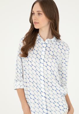 Kadın Saks Uzun Kollu Gömlek - 50280959012