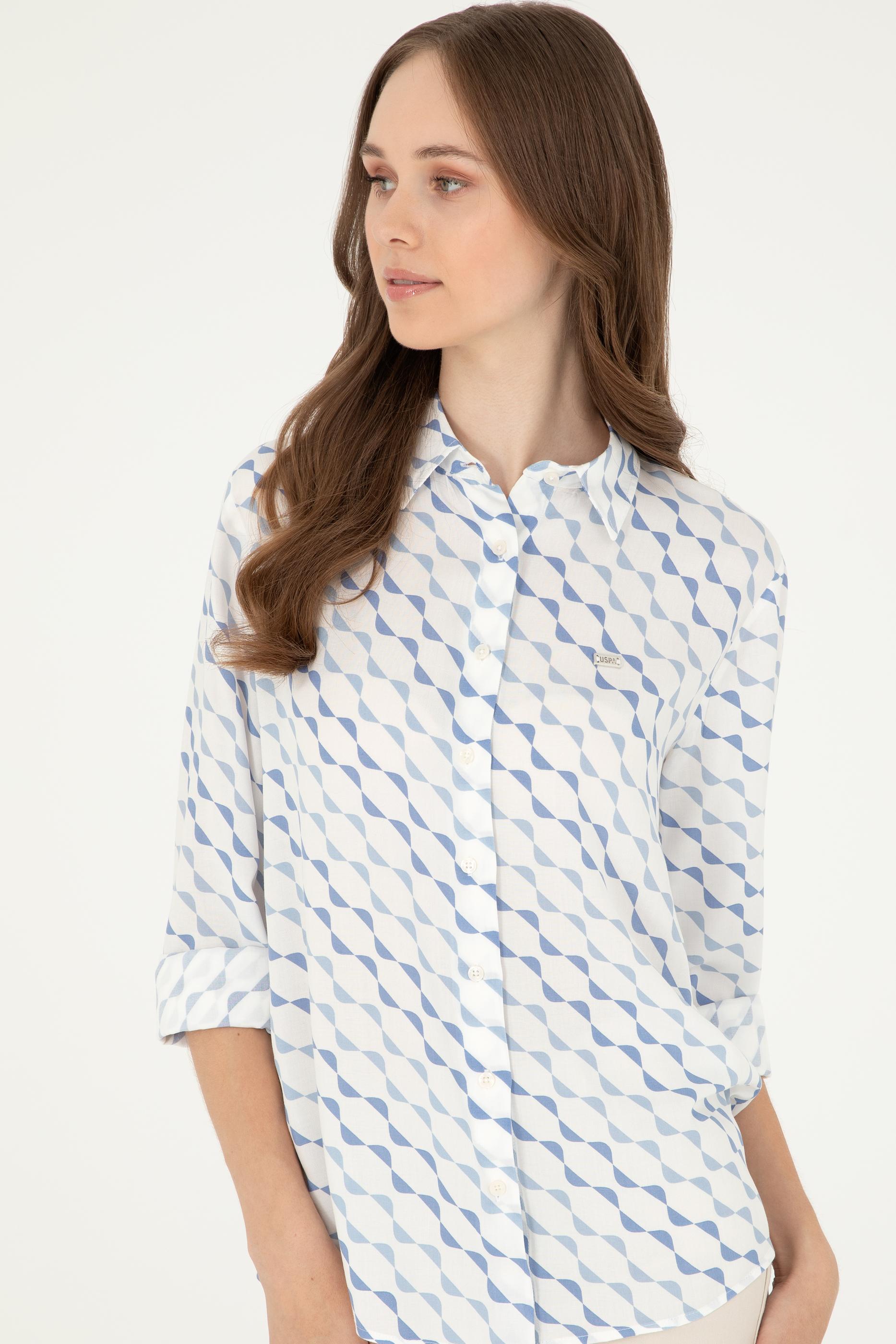 Kadın Saks Uzun Kollu Gömlek