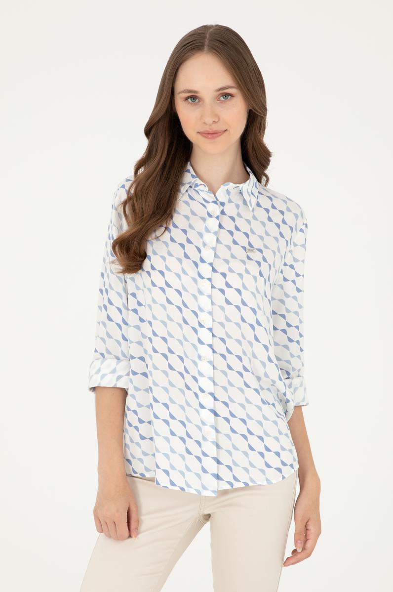 Kadın Saks Uzun Kollu Gömlek