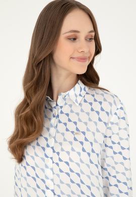 Kadın Saks Uzun Kollu Gömlek - 50280959012