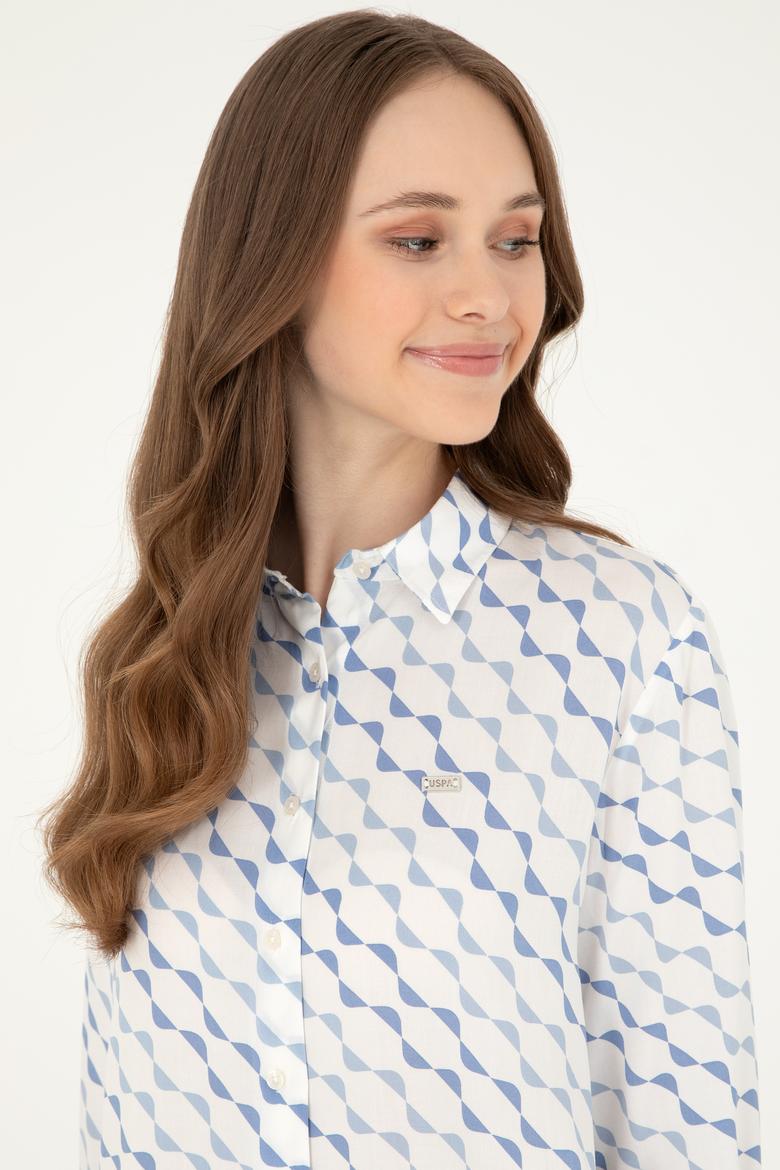 Kadın Saks Uzun Kollu Gömlek - 50280959012