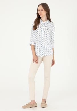 Kadın Saks Uzun Kollu Gömlek - 50280959012