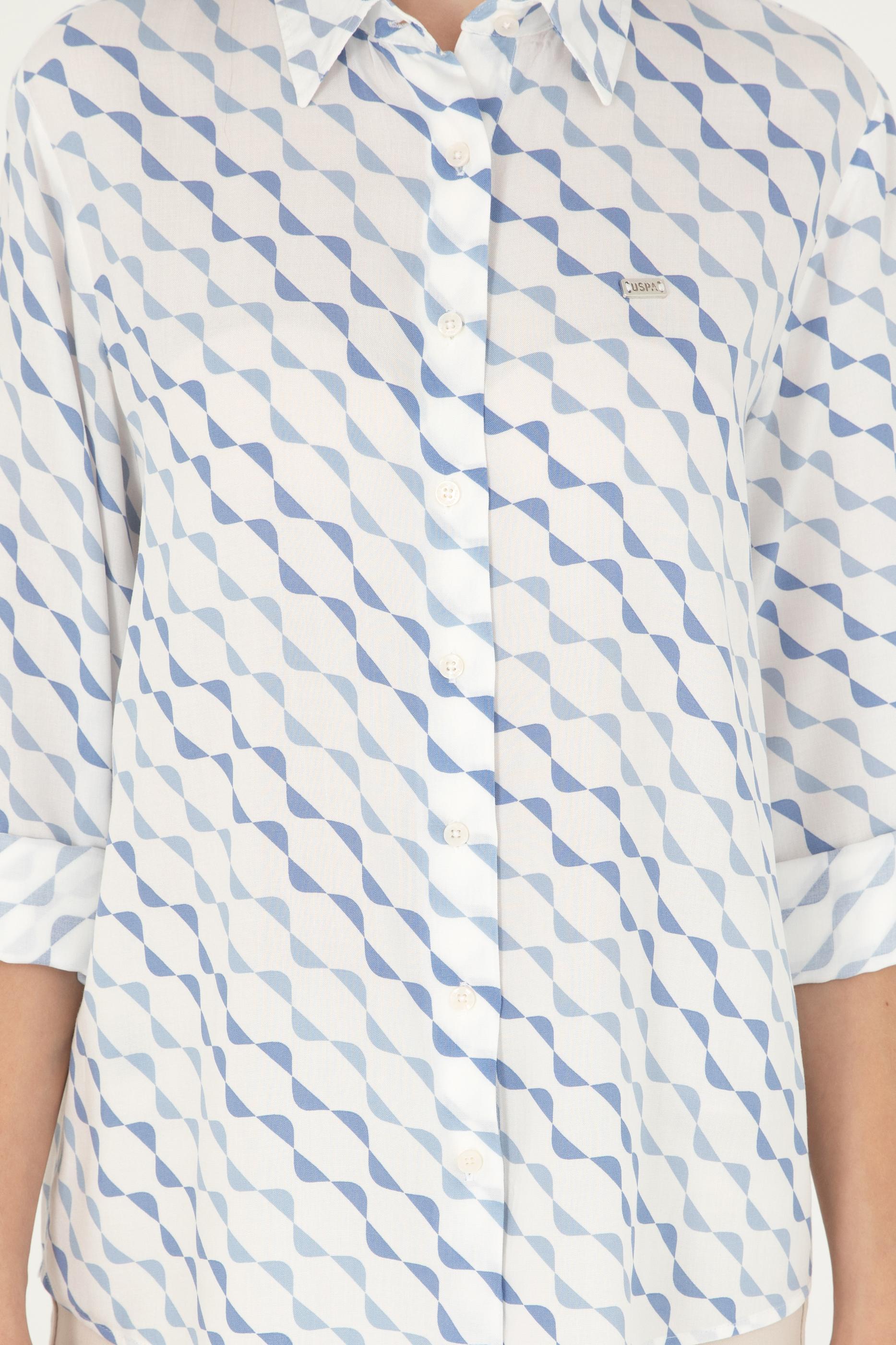 Kadın Saks Uzun Kollu Gömlek