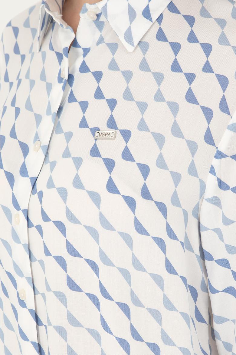 Kadın Saks Uzun Kollu Gömlek - 50280959012