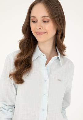 Kadın Açık Mavi Uzun Kollu Gömlek - 50283751013