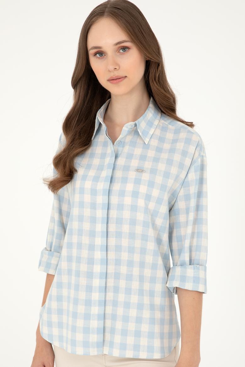 Kadın Açık Mavi Uzun Kollu Gömlek - 50283410004