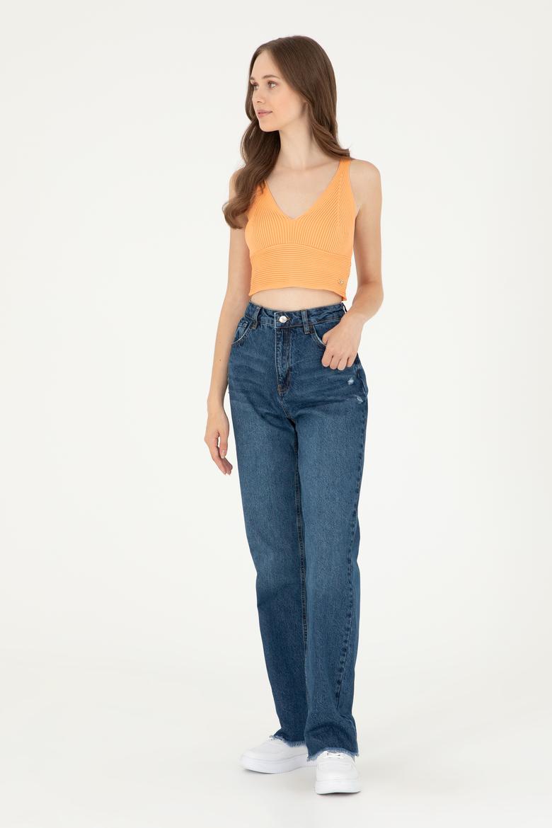 Kadın Mavi Jean Pantolon - 50287895003