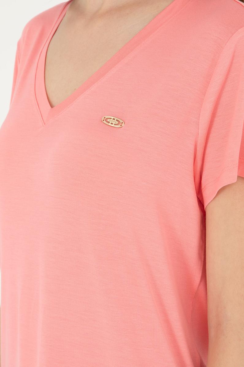 Kadın Somon V Yaka Basic Tişört