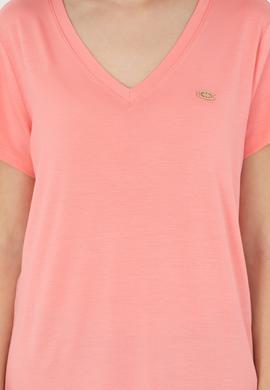 Kadın Somon V Yaka Basic Tişört - 50280019073