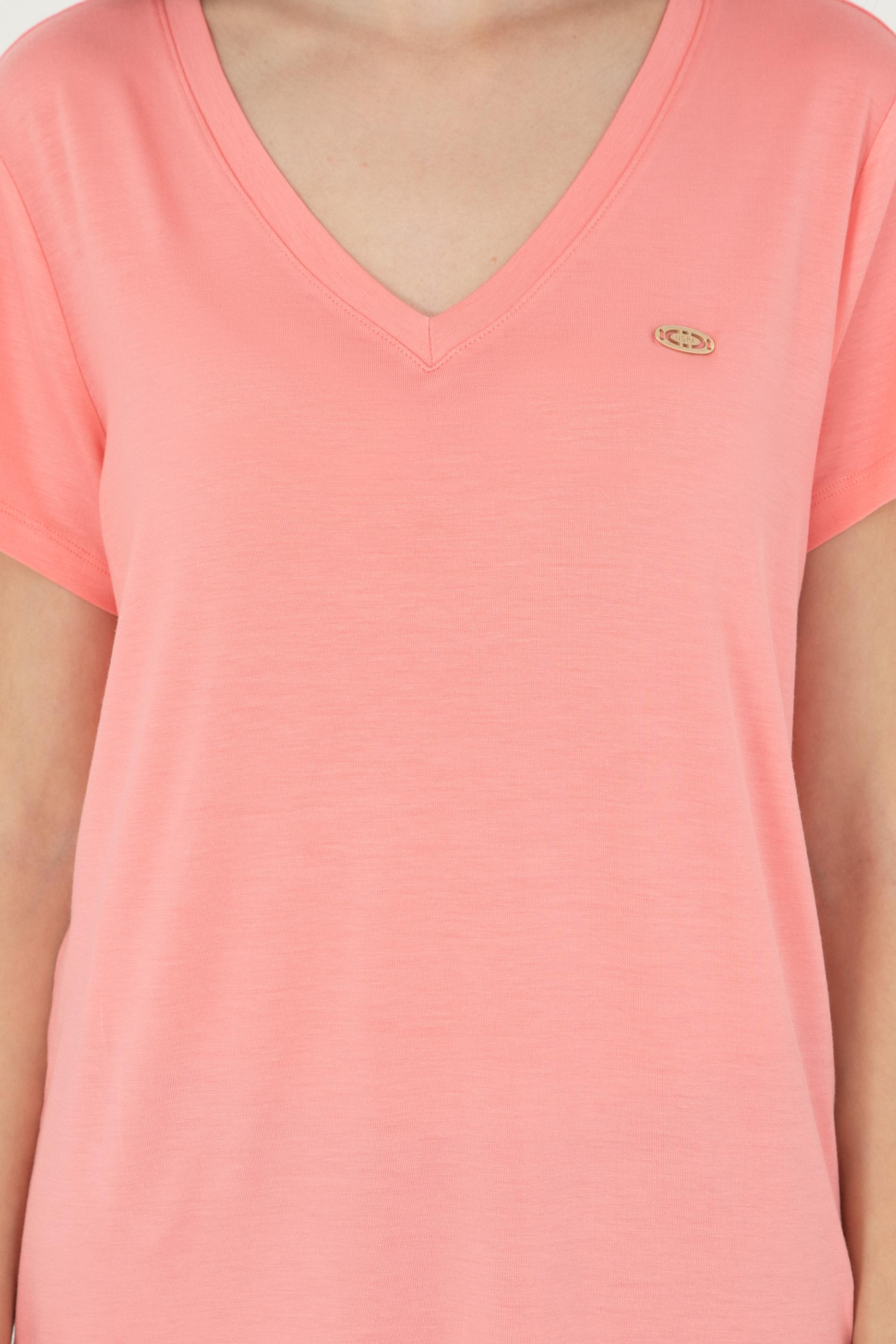 Kadın Somon V Yaka Basic Tişört