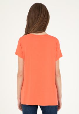 Kadın Nar Çiçeği V Yaka Basic Tişört - 50280019121