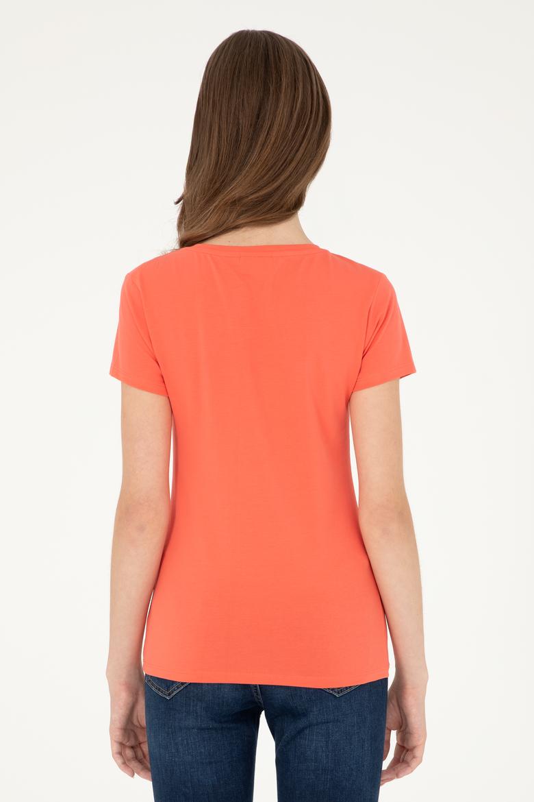 Kadın Nar Çiçeği Basic Tişört - 50280033045