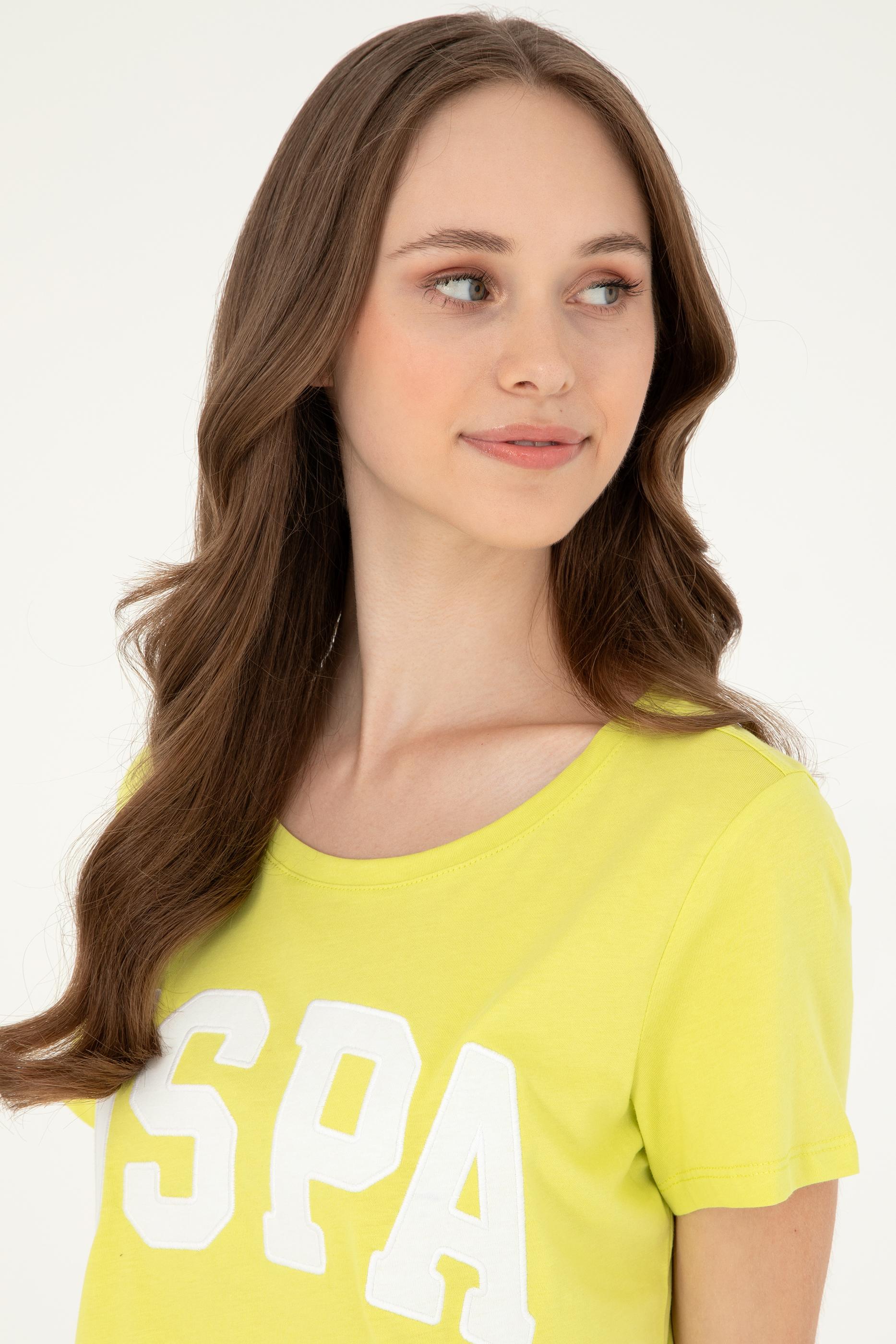 Kadın Fıstık Yeşili Bisiklet Yaka Basic Tişört