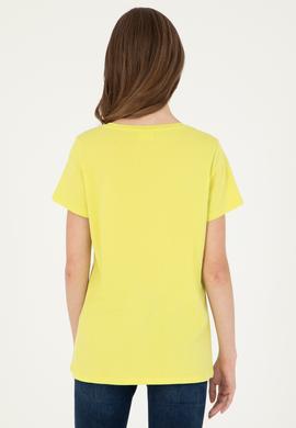 Kadın Fıstık Yeşili Bisiklet Yaka Basic Tişört - 50280036069