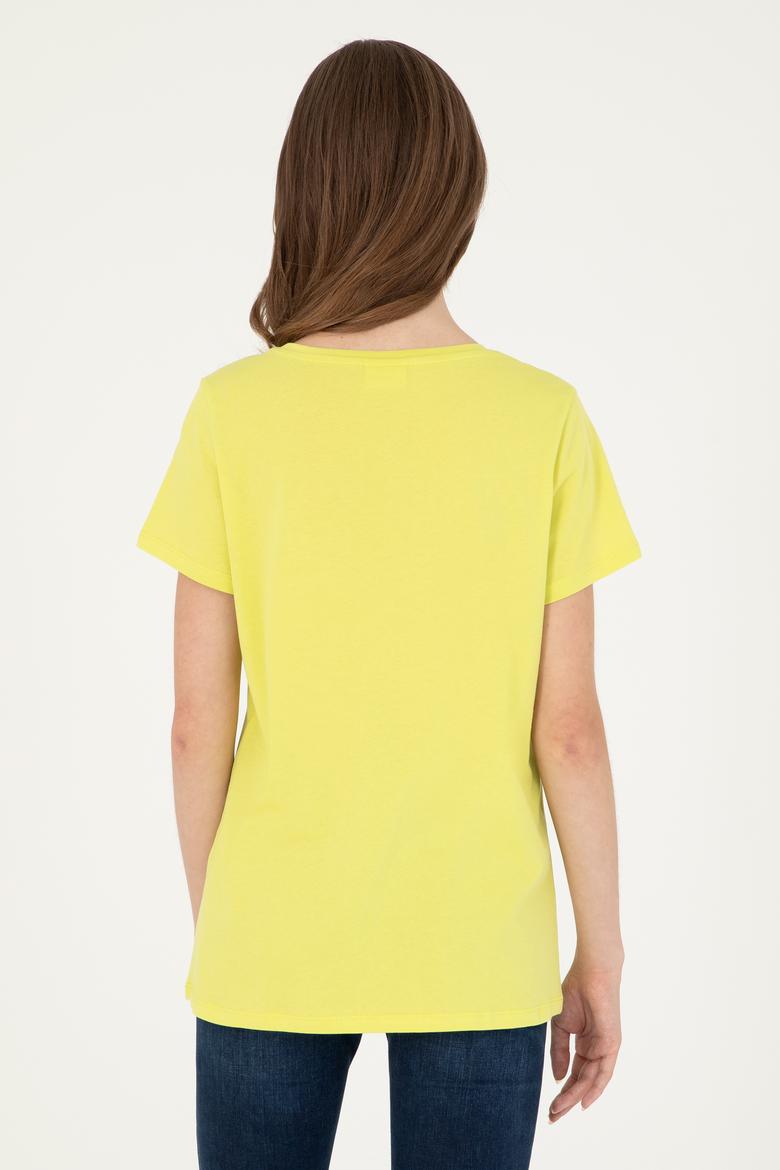 Kadın Fıstık Yeşili Bisiklet Yaka Basic Tişört - 50280036069