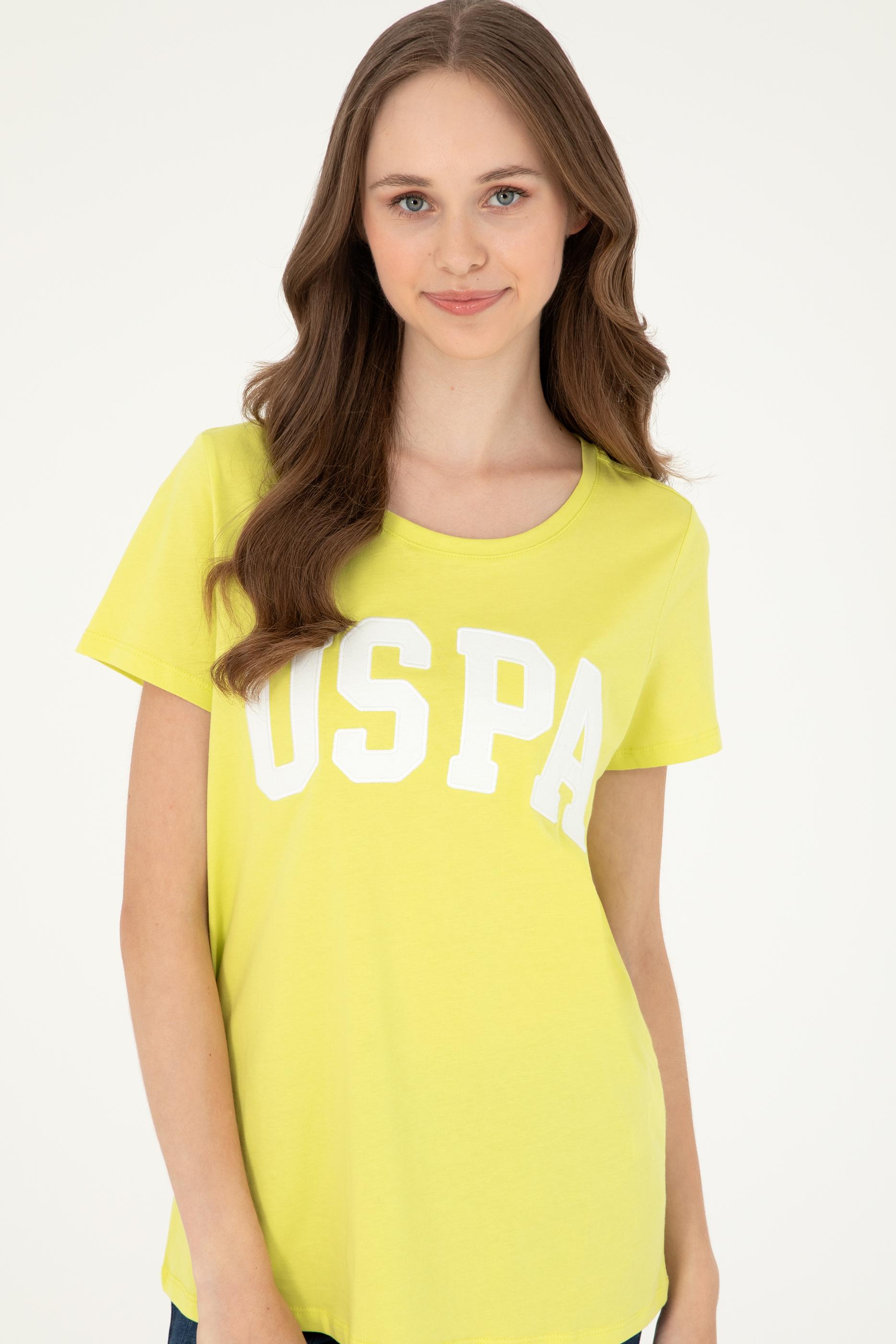 Kadın Fıstık Yeşili Bisiklet Yaka Basic Tişört