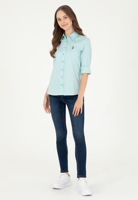 Kadın Mint Uzun Kollu Basic Gömlek - 50283987061