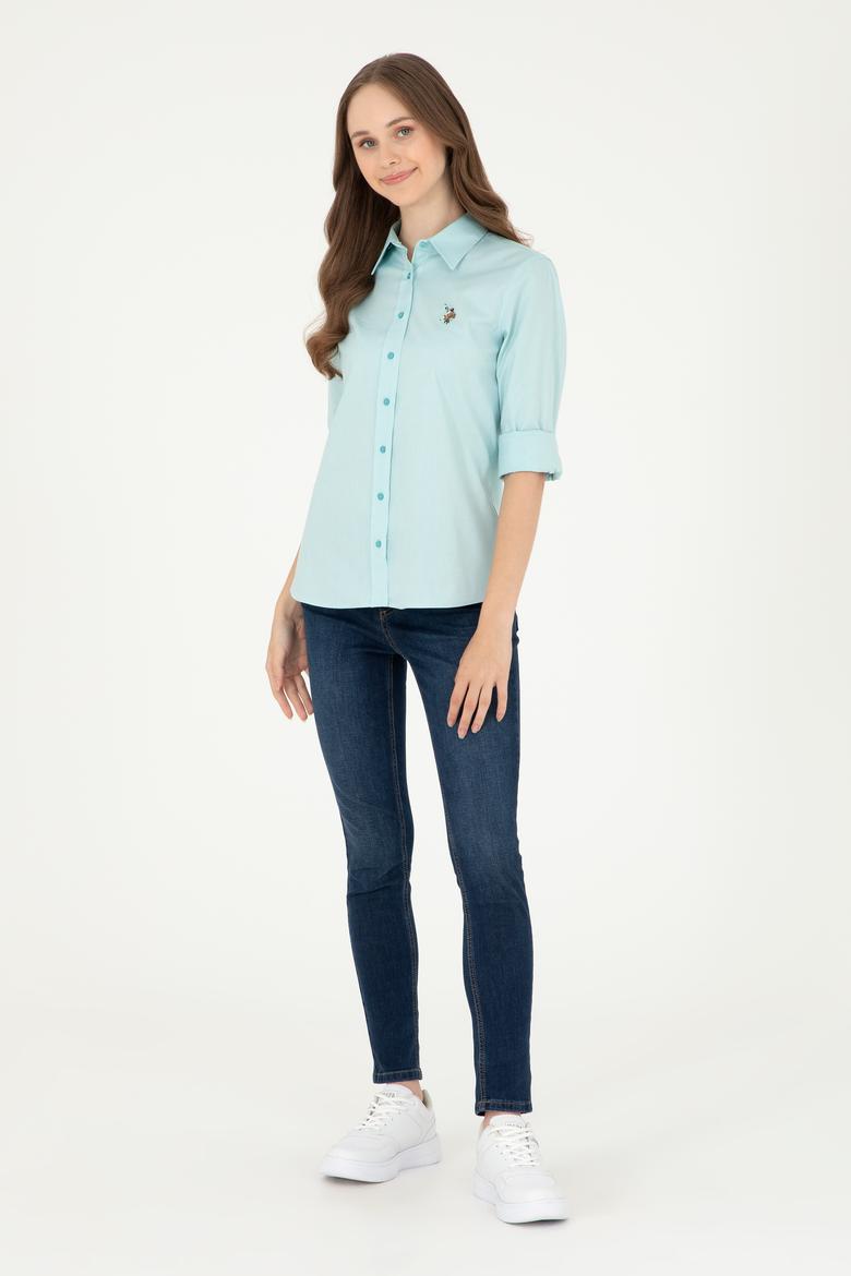 Kadın Mint Uzun Kollu Basic Gömlek - 50283987061