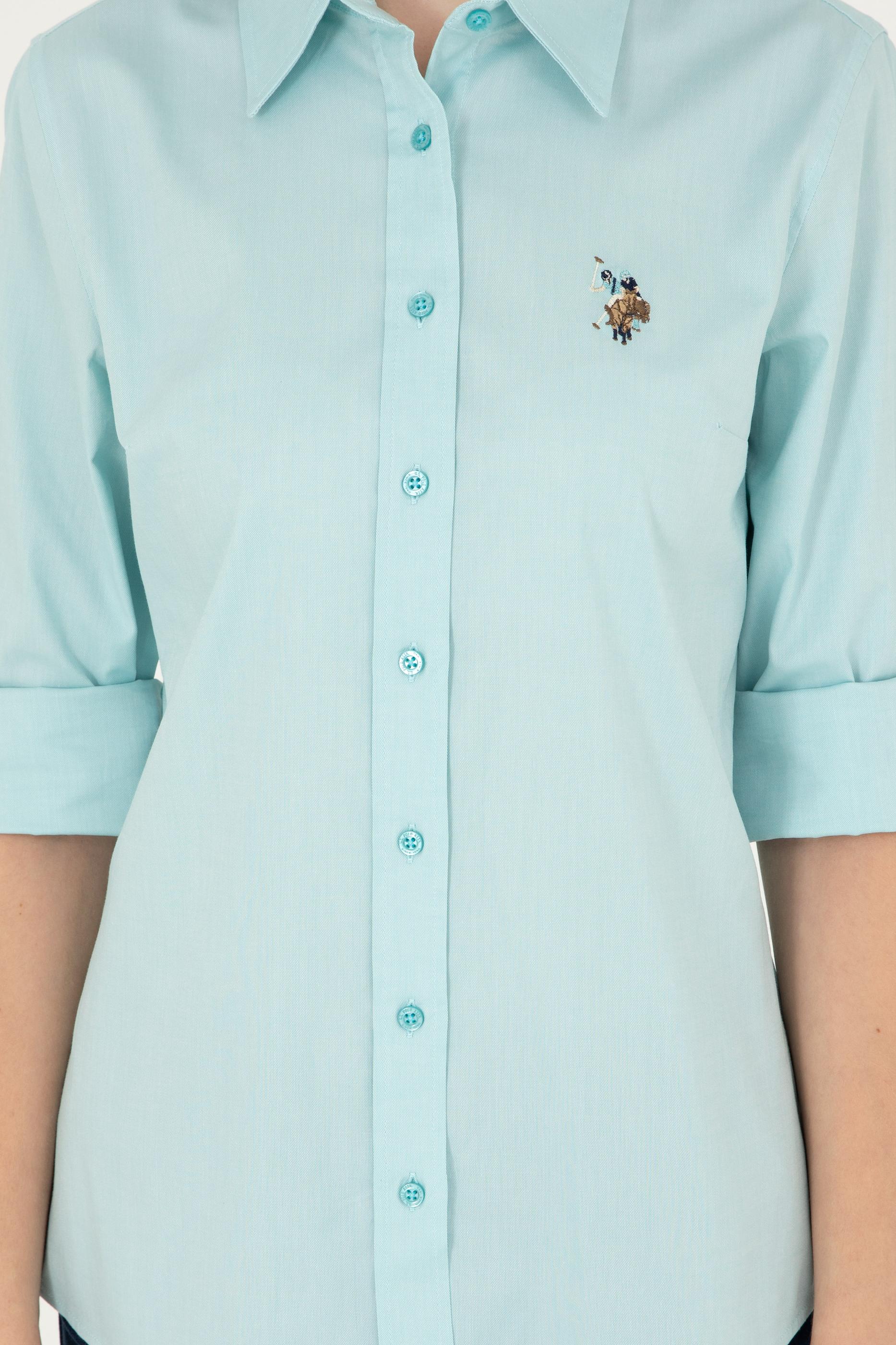 Kadın Mint Uzun Kollu Basic Gömlek