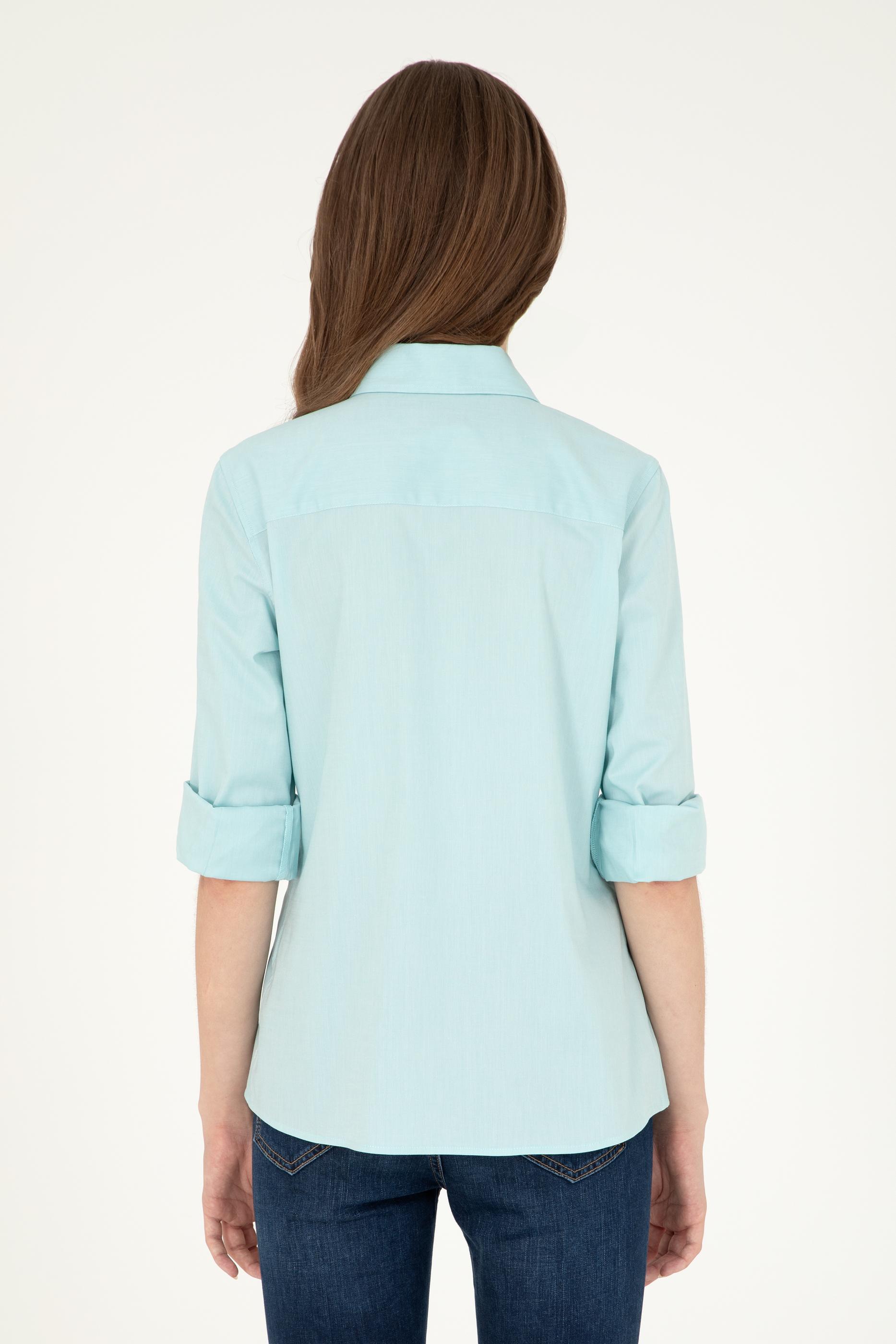 Kadın Mint Uzun Kollu Basic Gömlek