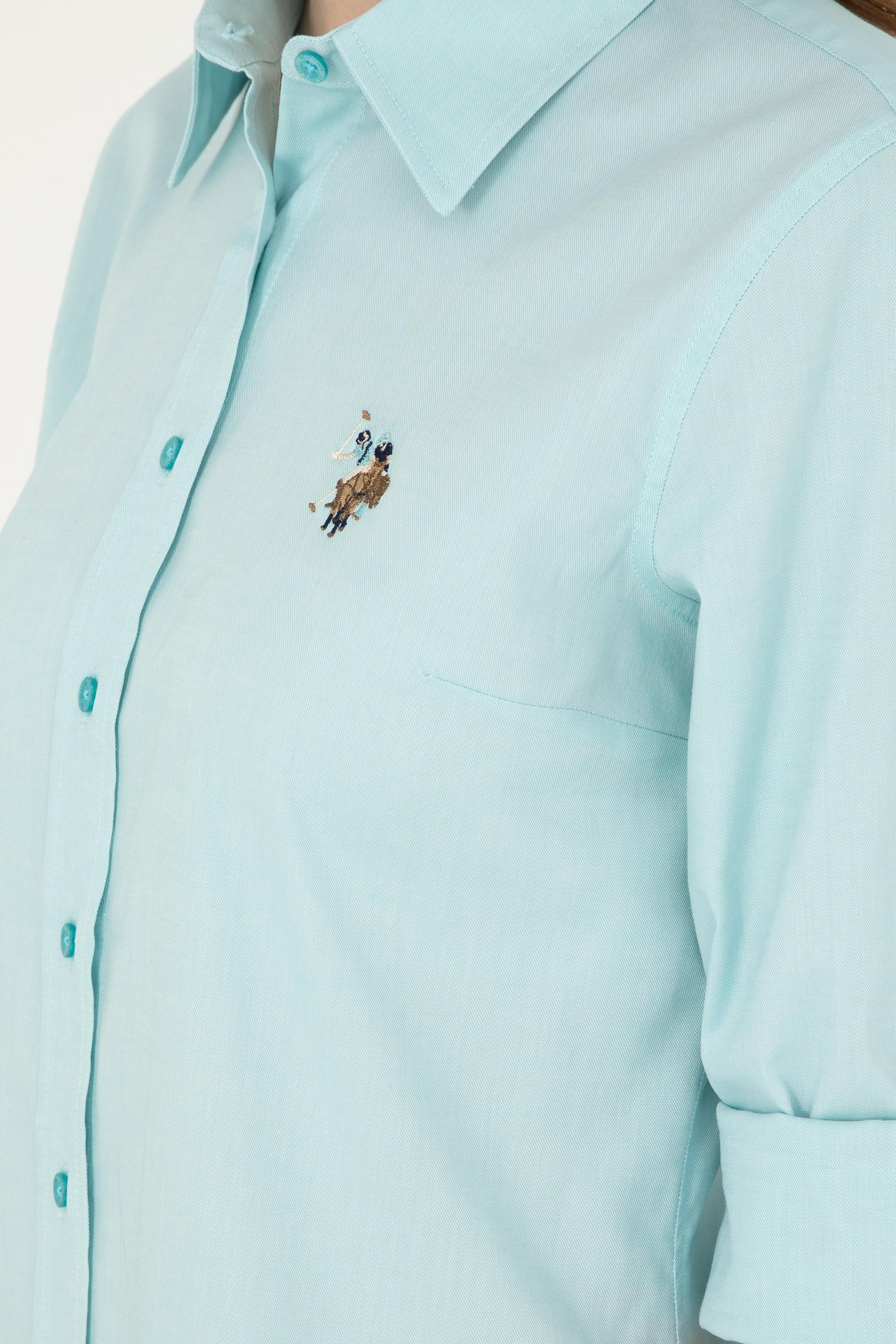 Kadın Mint Uzun Kollu Basic Gömlek