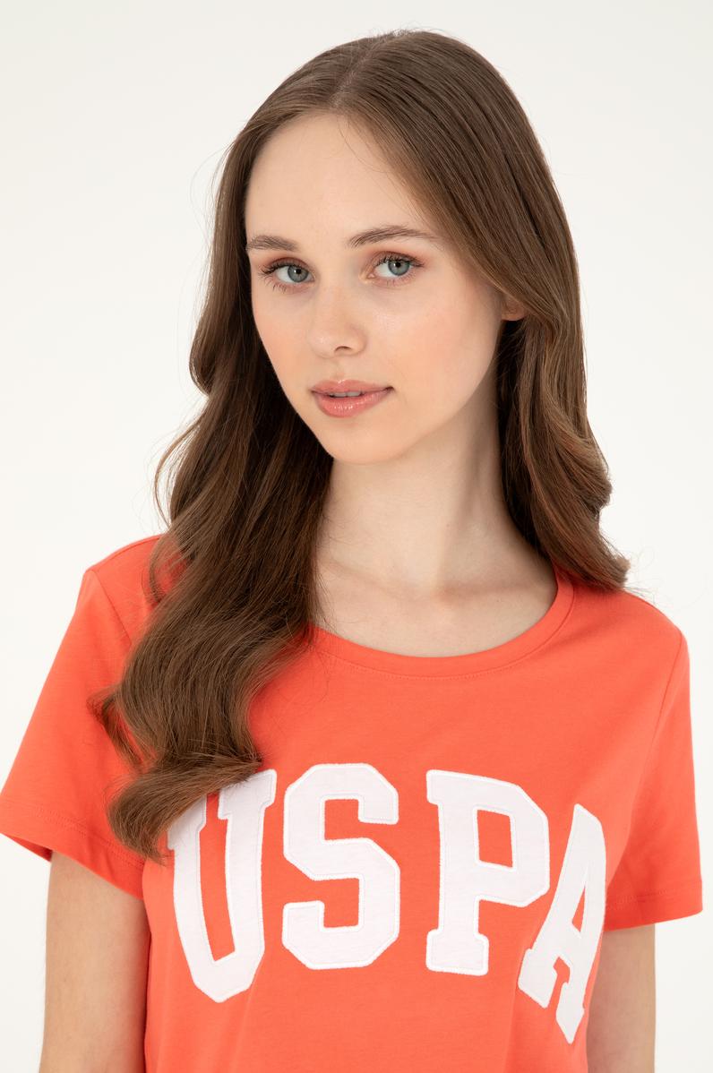 Kadın Nar Çiçeği Bisiklet Yaka Basic Tişört