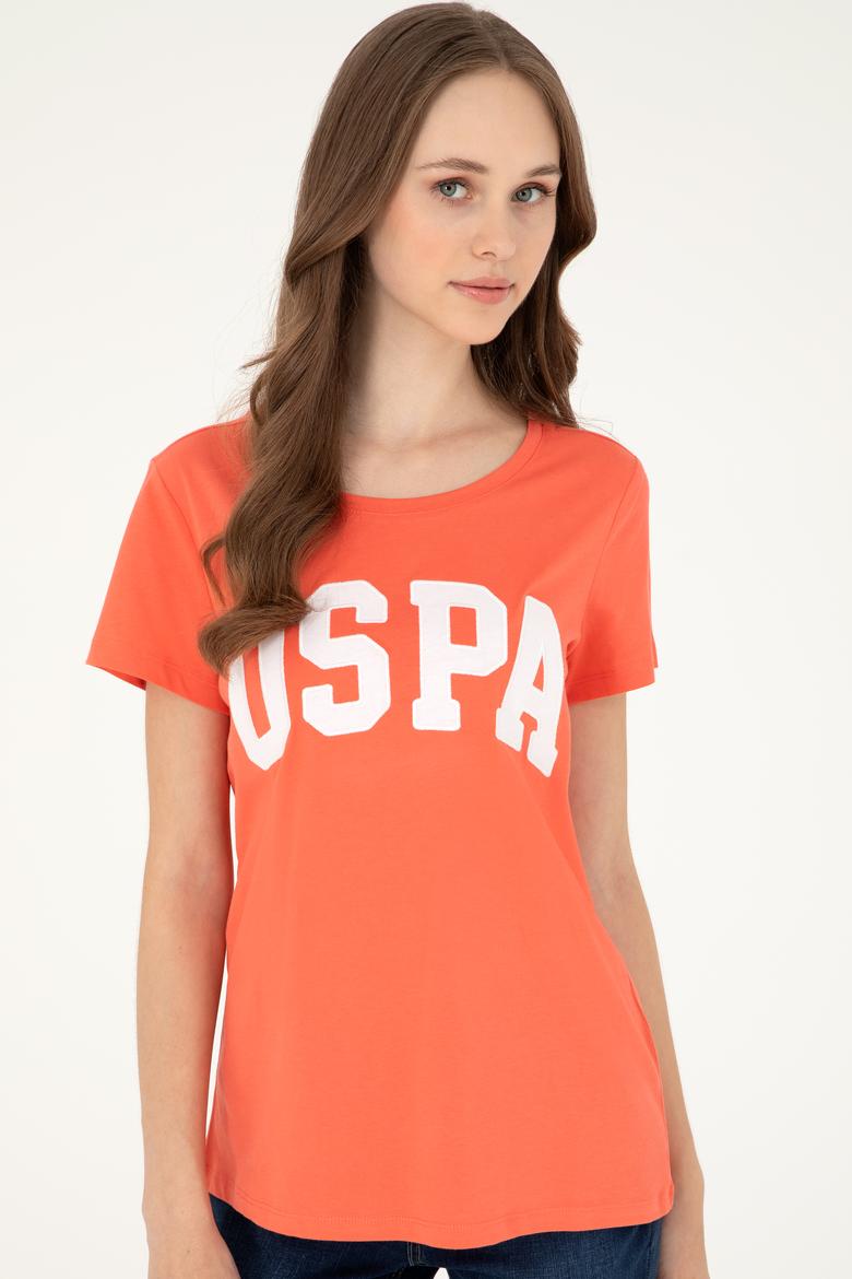 Kadın Nar Çiçeği Bisiklet Yaka Basic Tişört - 50280036086