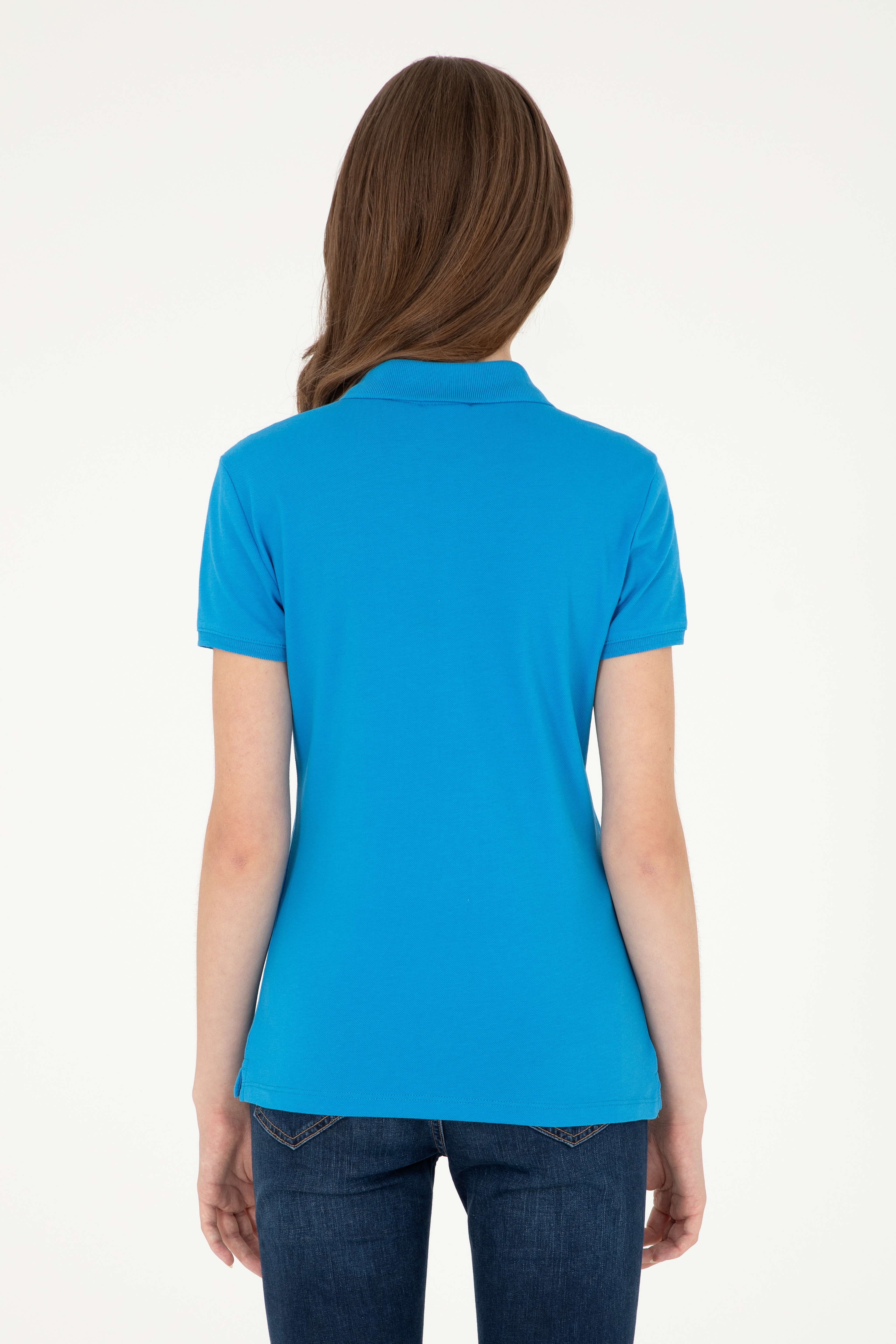 Kadın Saks Basic Polo Yaka Tişört