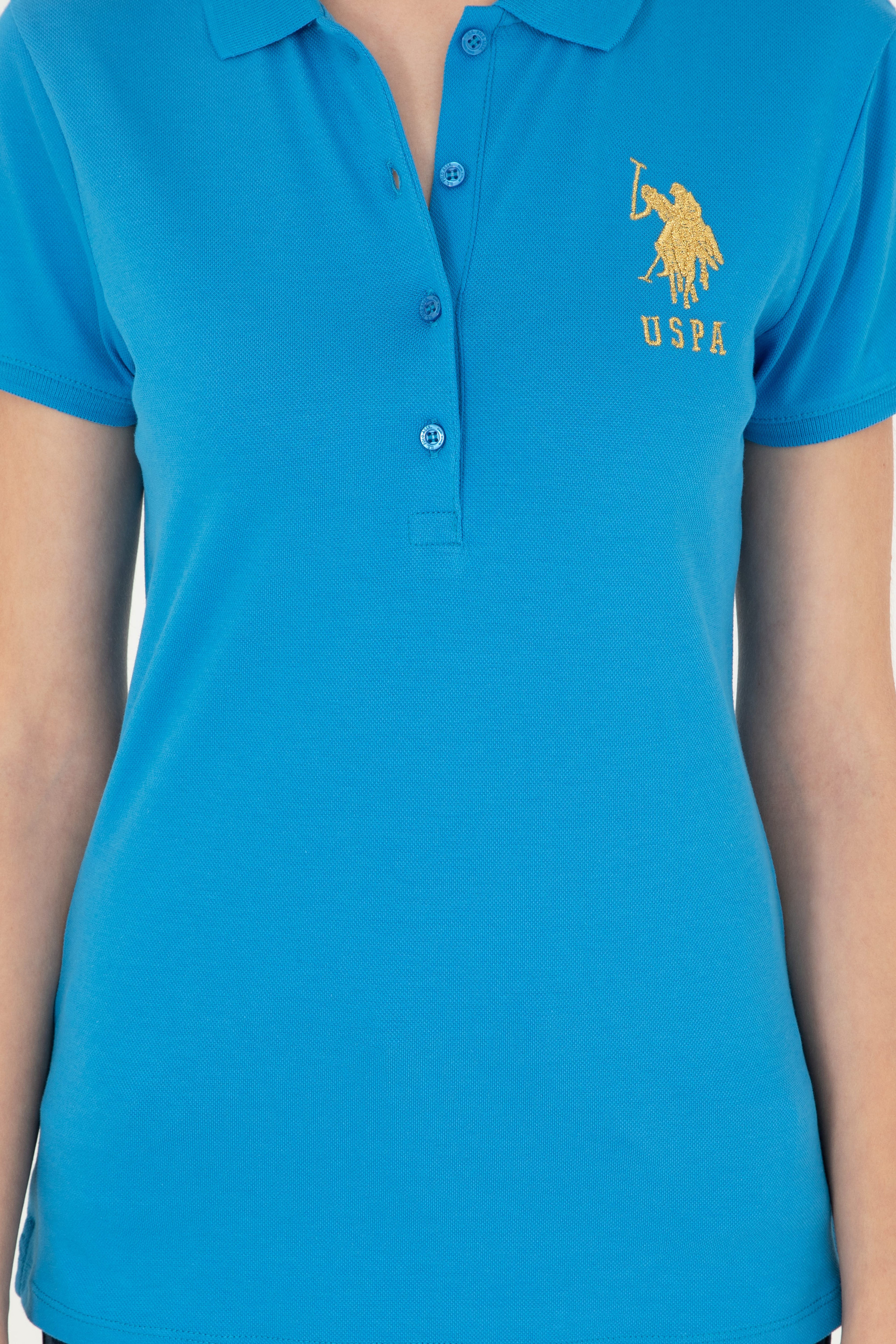 Kadın Saks Basic Polo Yaka Tişört