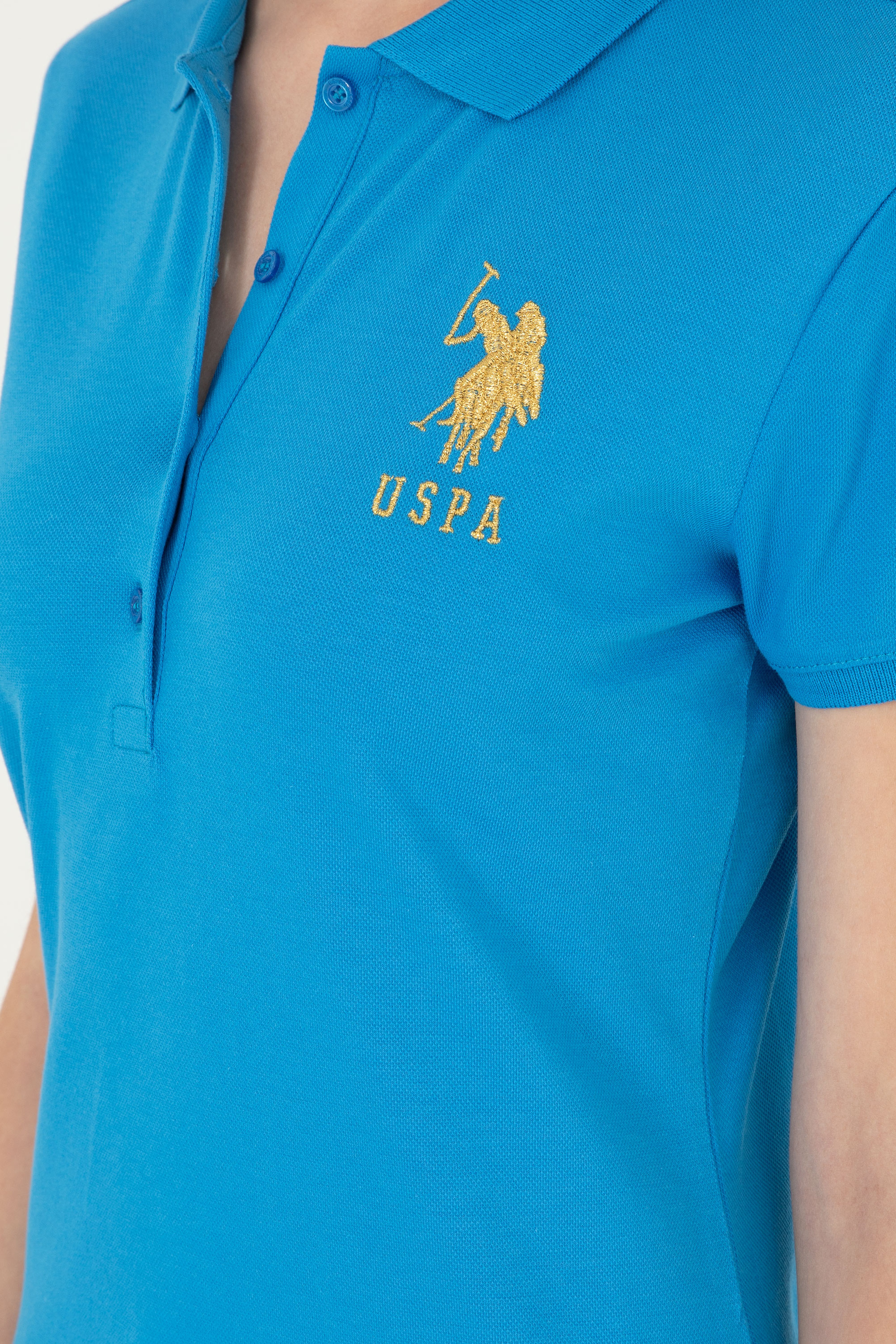 Kadın Saks Basic Polo Yaka Tişört - Image 7
