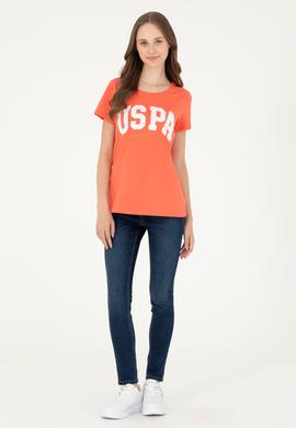 Kadın Nar Çiçeği Bisiklet Yaka Basic Tişört - 50280036086