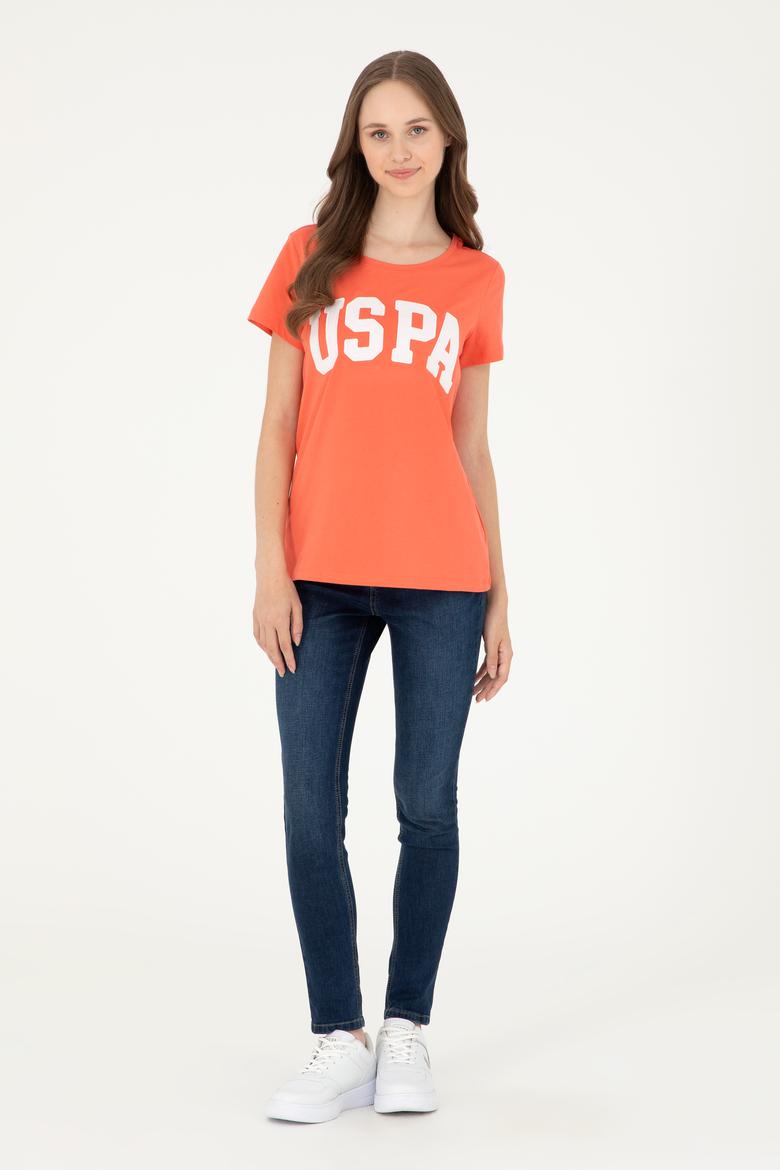 Kadın Nar Çiçeği Bisiklet Yaka Basic Tişört - 50280036086