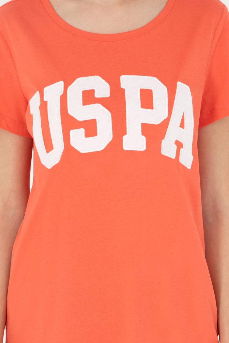 Kadın Nar Çiçeği Bisiklet Yaka Basic Tişört - 50280036086