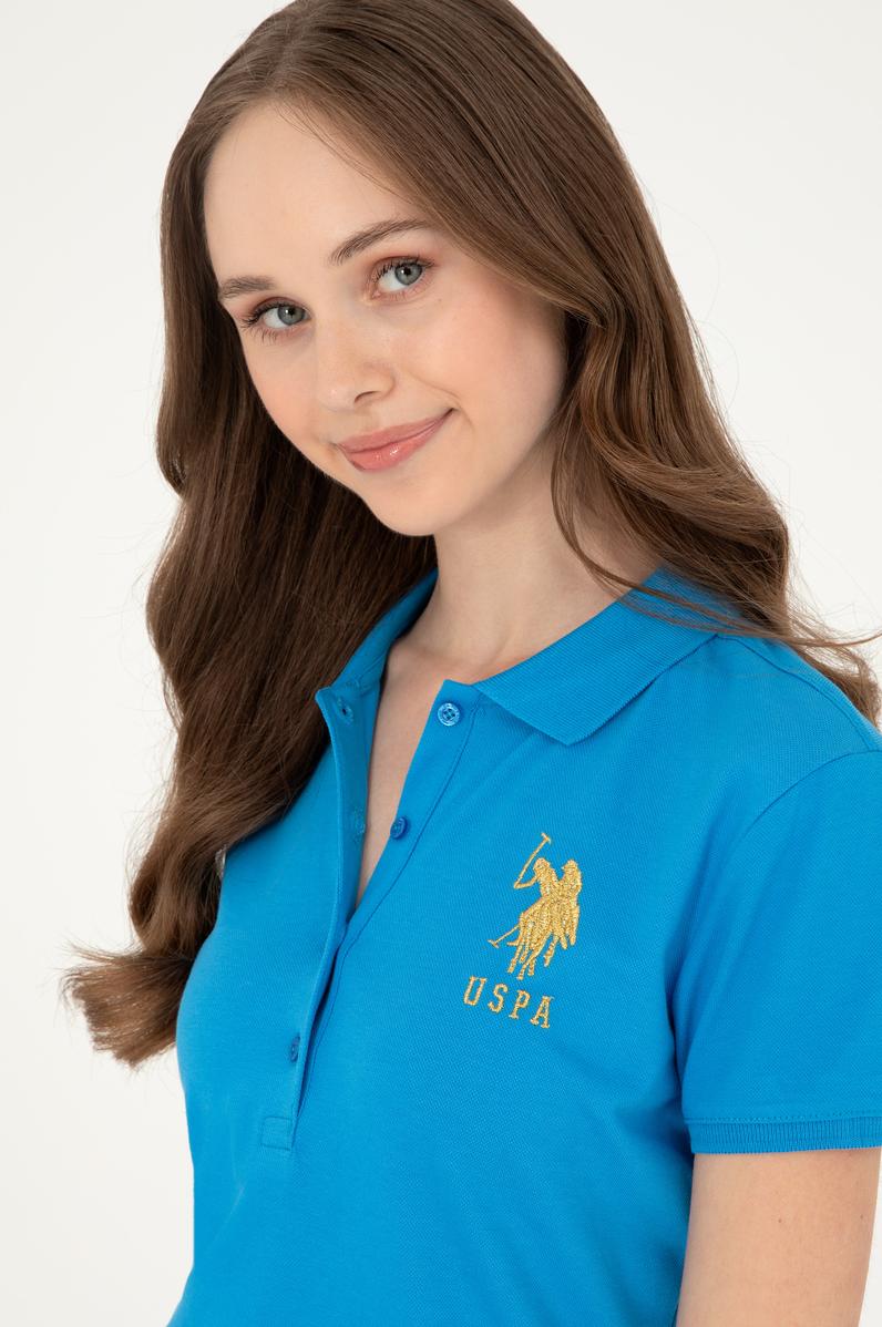 Kadın Saks Basic Polo Yaka Tişört