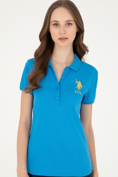 Kadın Saks Basic Polo Yaka Tişört