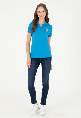 Kadın Saks Basic Polo Yaka Tişört - 50280071051